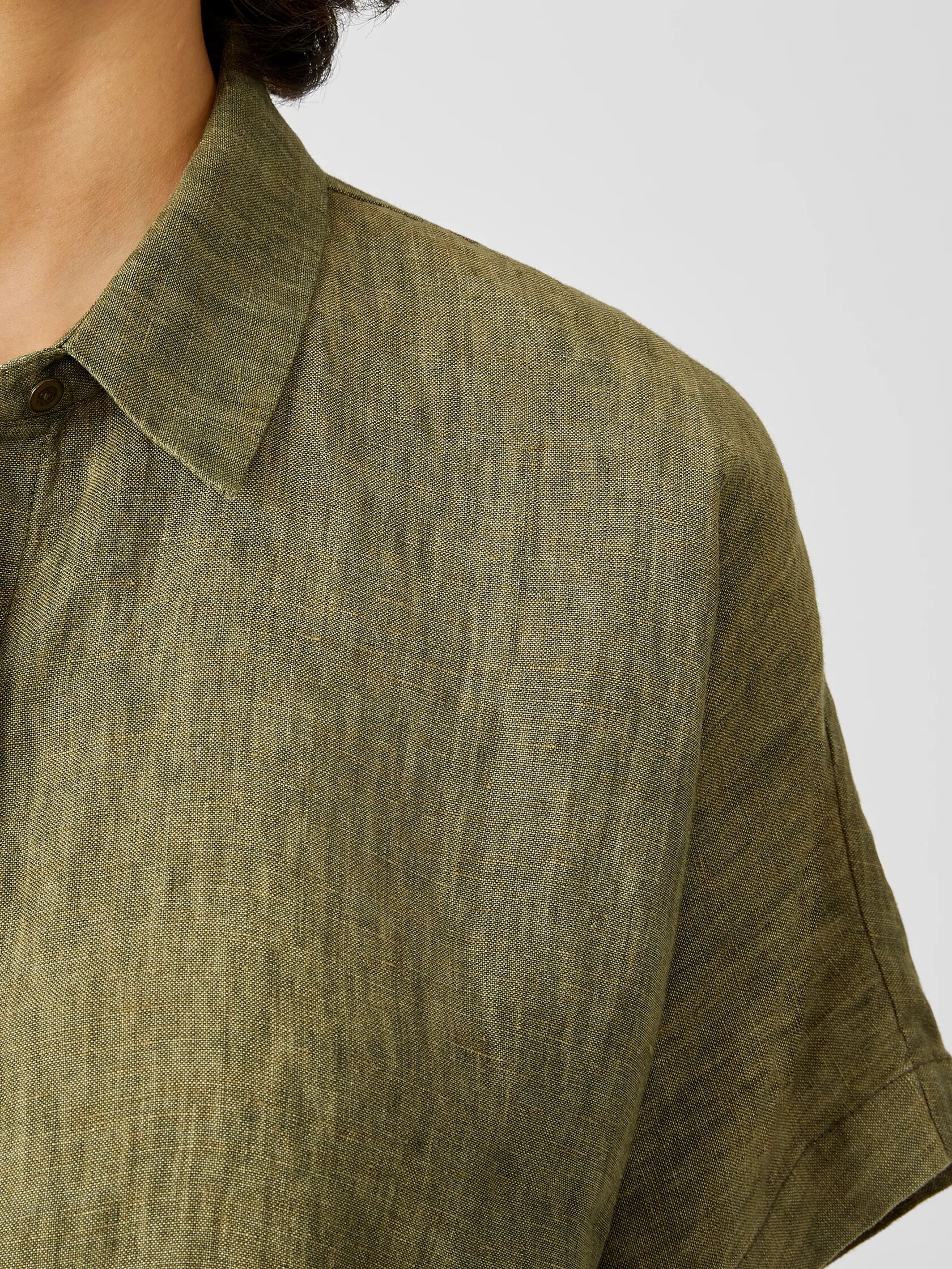 Washed Organic Linen Delave Short-Sleeve Shirt