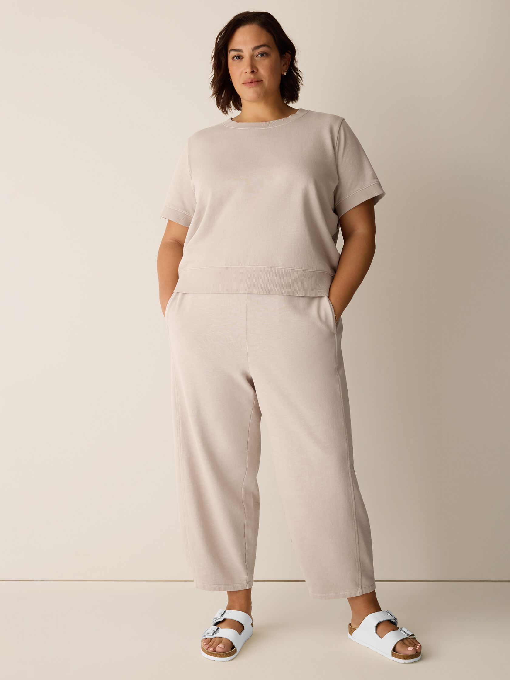 Garment-Dyed Organic Cotton Terry Lantern Pant