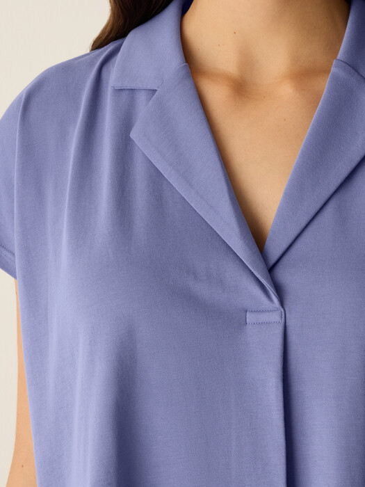 Organic Cotton Interlock Notch Collar Sleep Shirt
