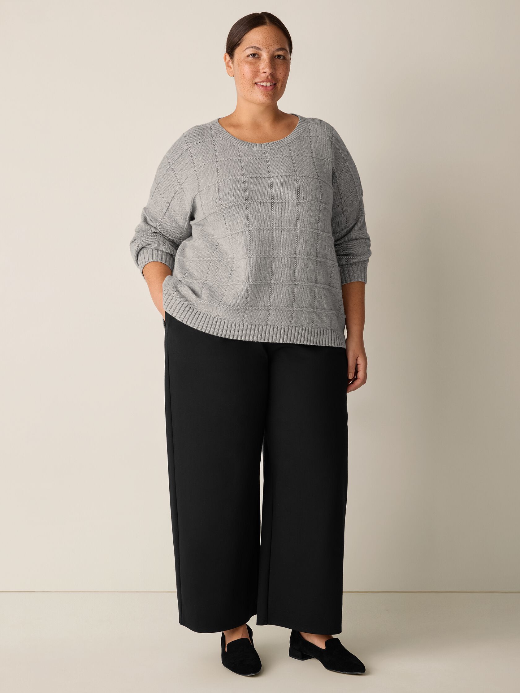 Cotton & Recycled Cashmere Crew Neck Top
