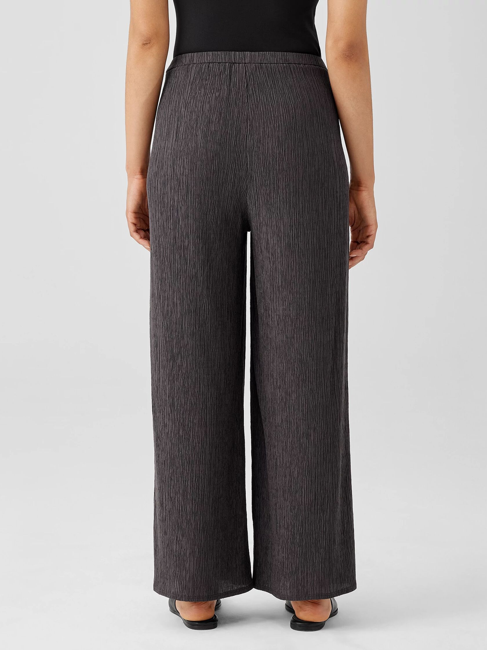 Woven Plissé Wide-Leg Pant