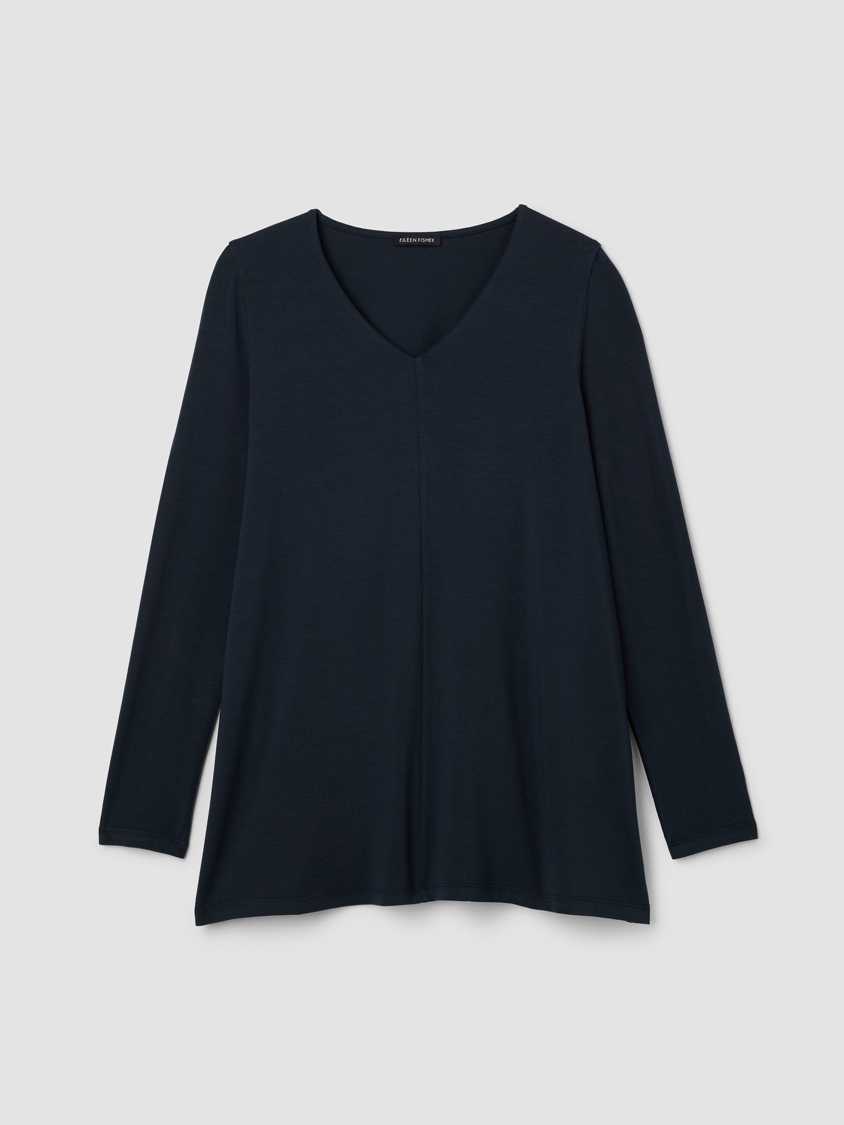 Fine Stretch Jersey Knit V-Neck Long Top