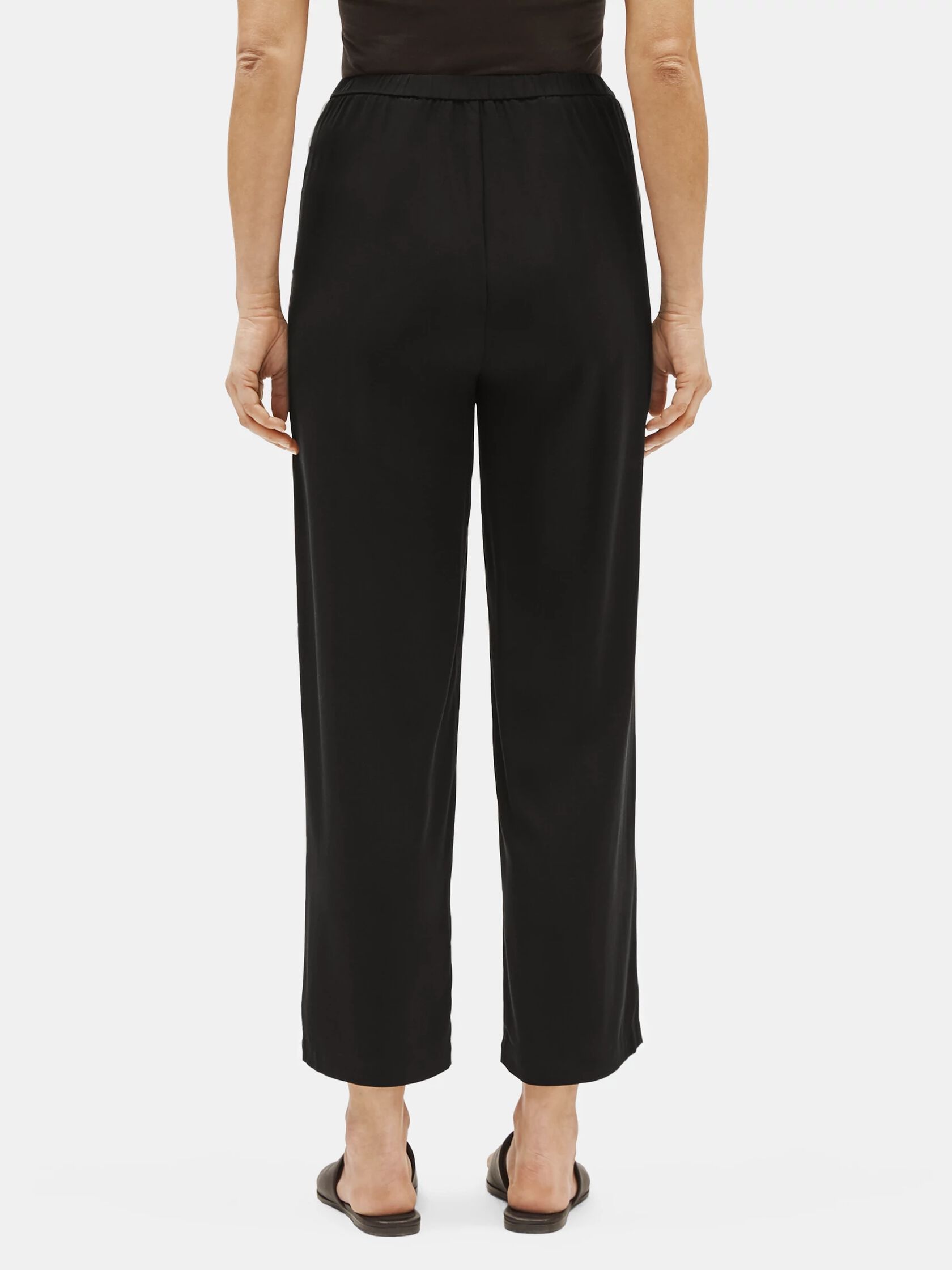 System Silk Georgette Straight Ankle Pant