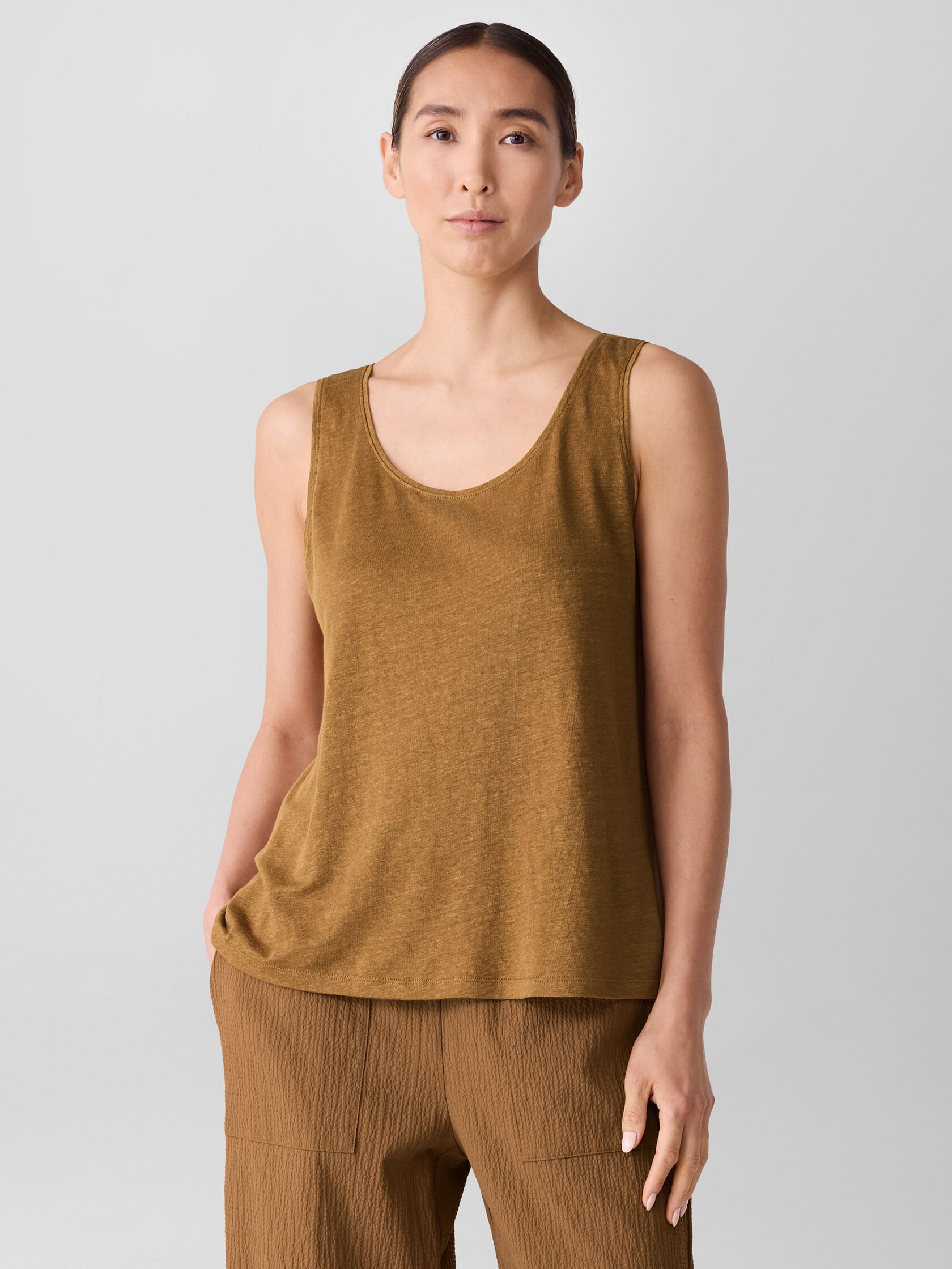 Organic Linen Jersey Scoop Neck Tank