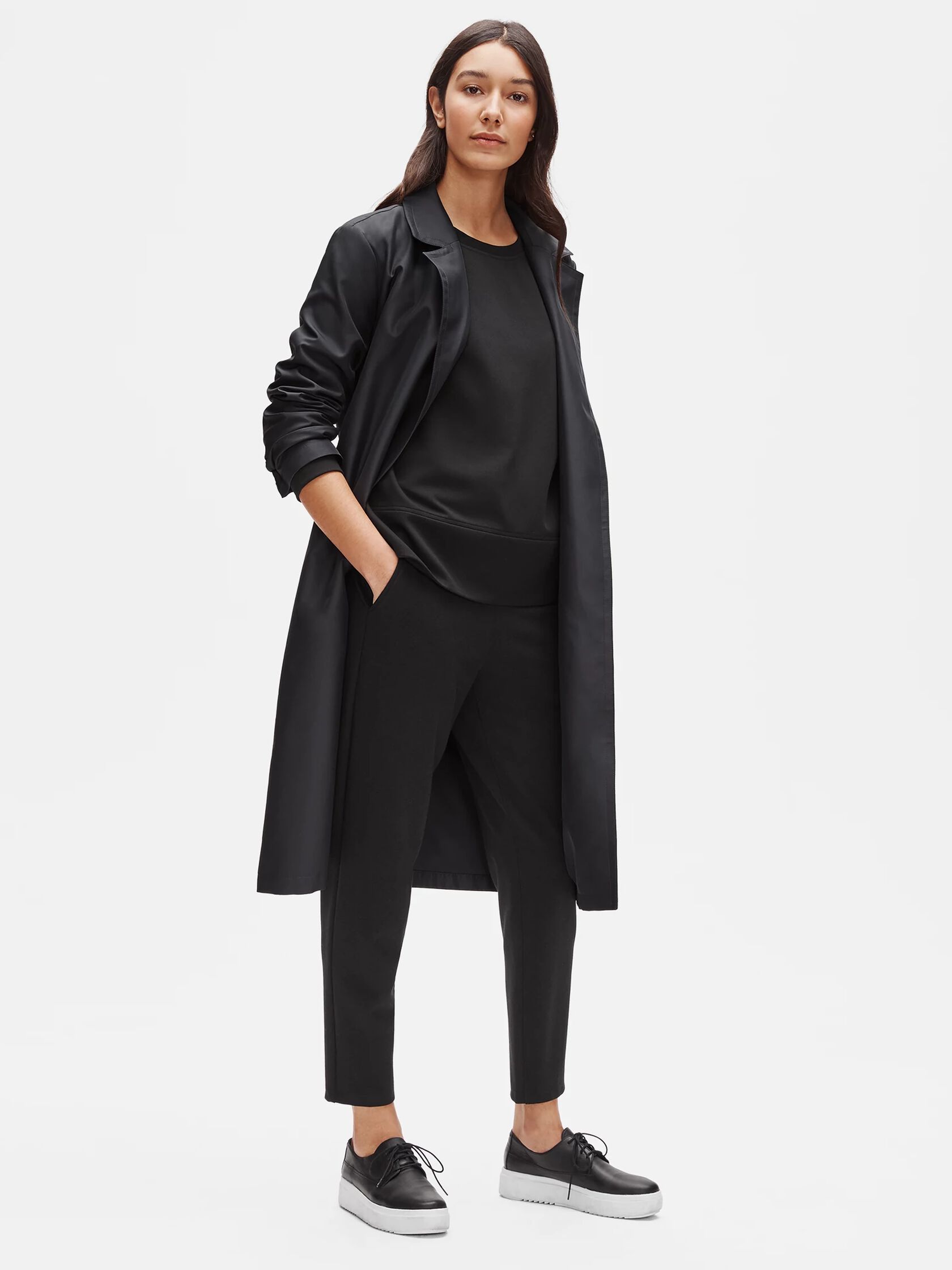 Recycled Polyester Twill Trench Coat