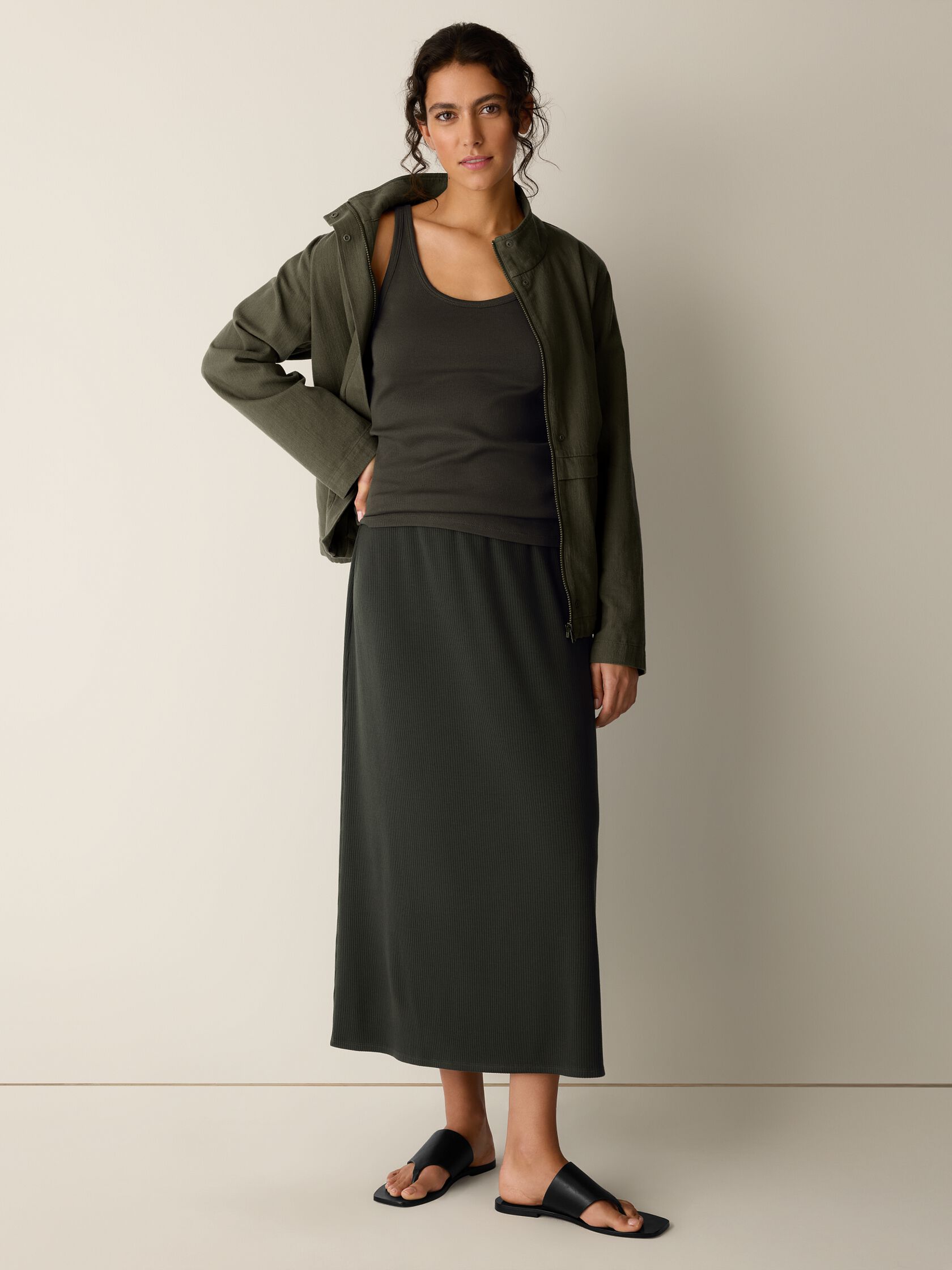 Organic Cotton Stretch Rib Scoop Neck Tank