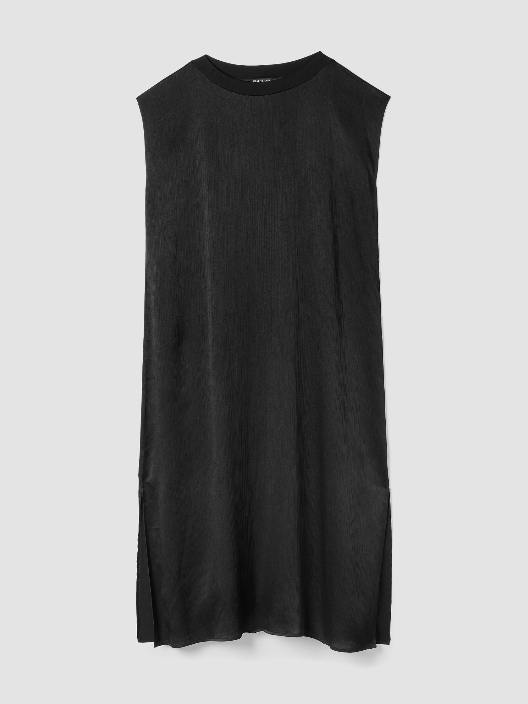 Striated Silk Satin Bateau Neck Dress