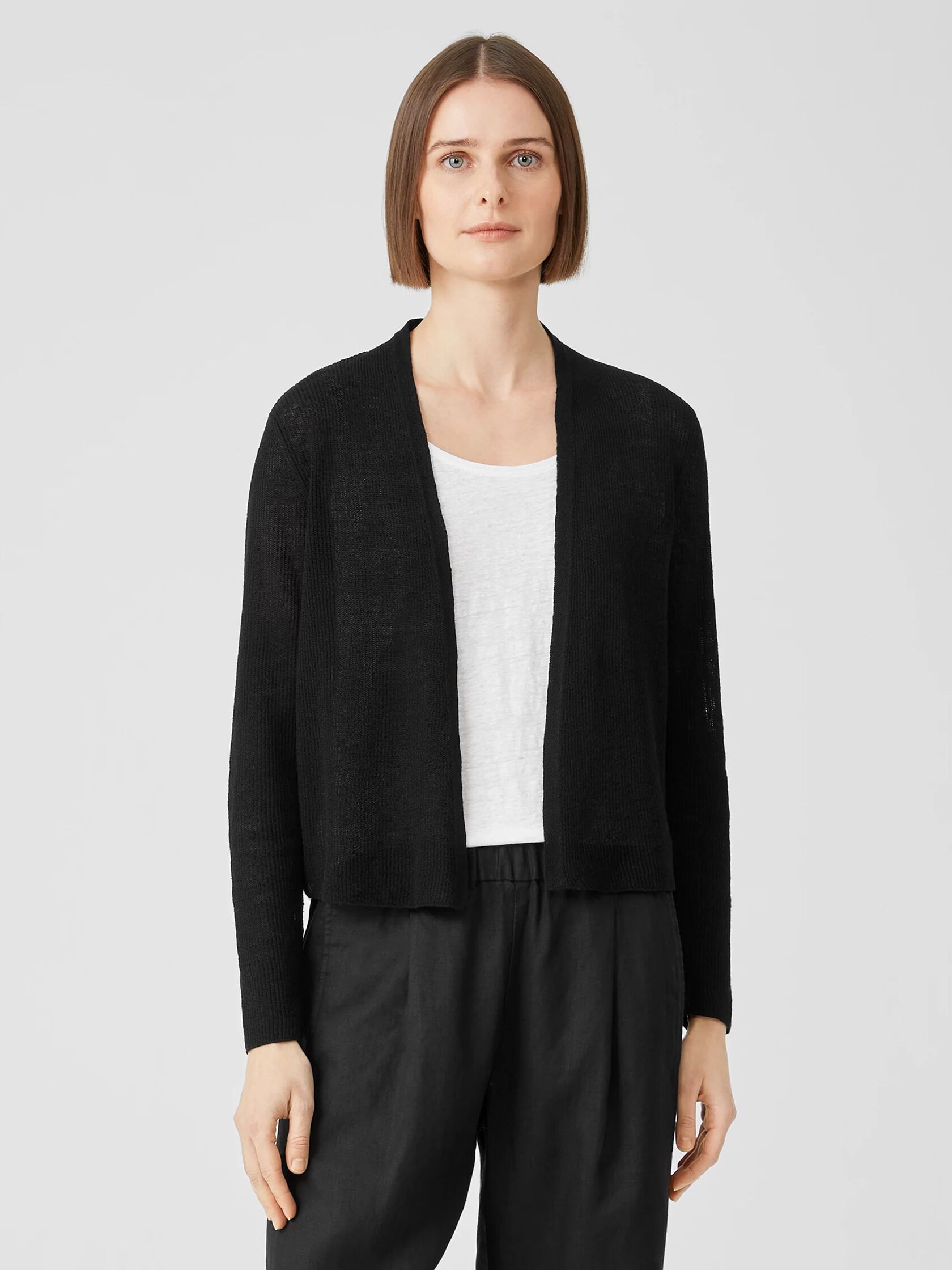 Organic Linen Cotton Tuck Cropped Cardigan