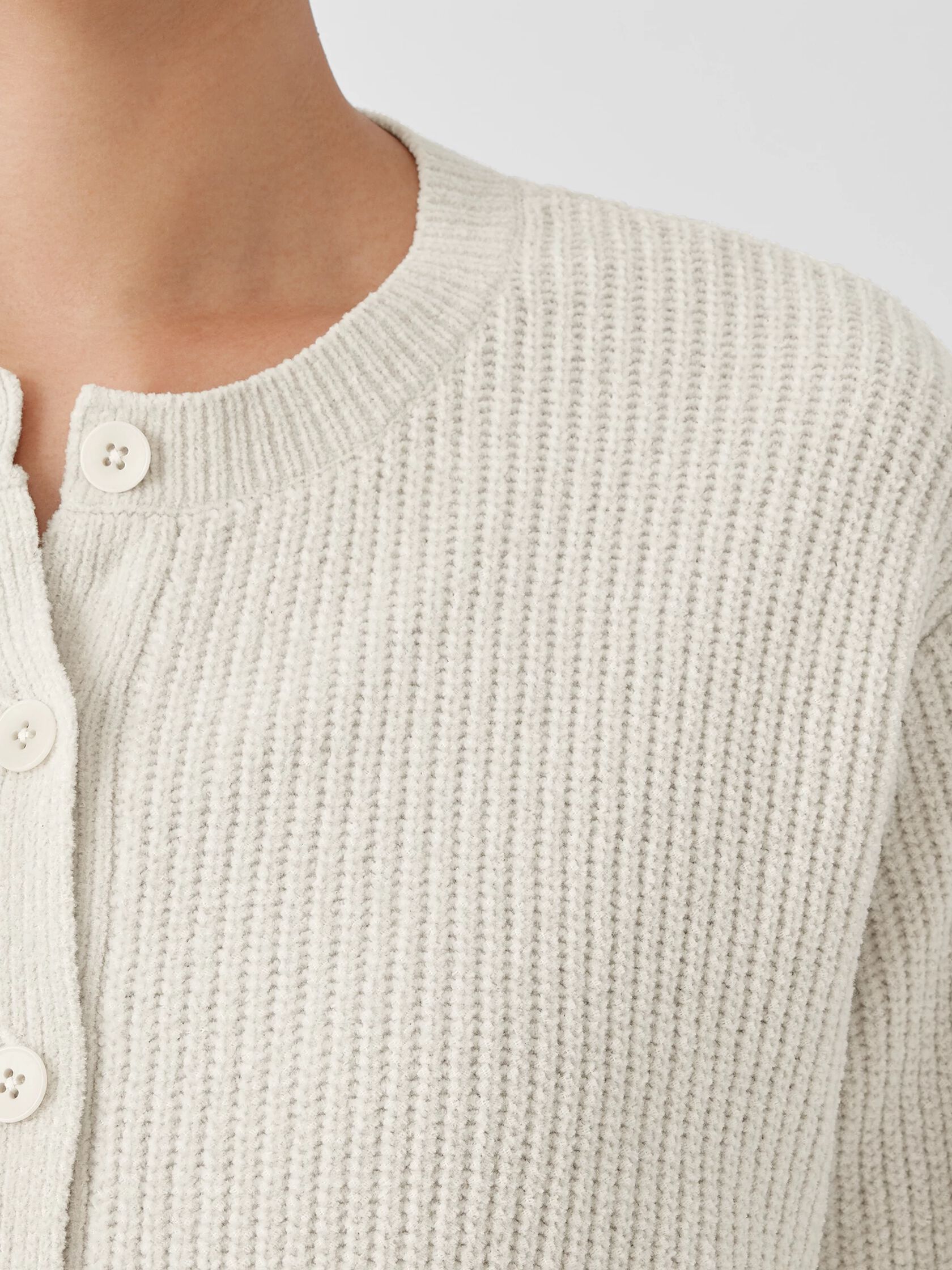 Organic Cotton Chenille Crew Neck Cardigan