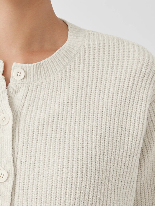 Organic Cotton Chenille Crew Neck Cardigan