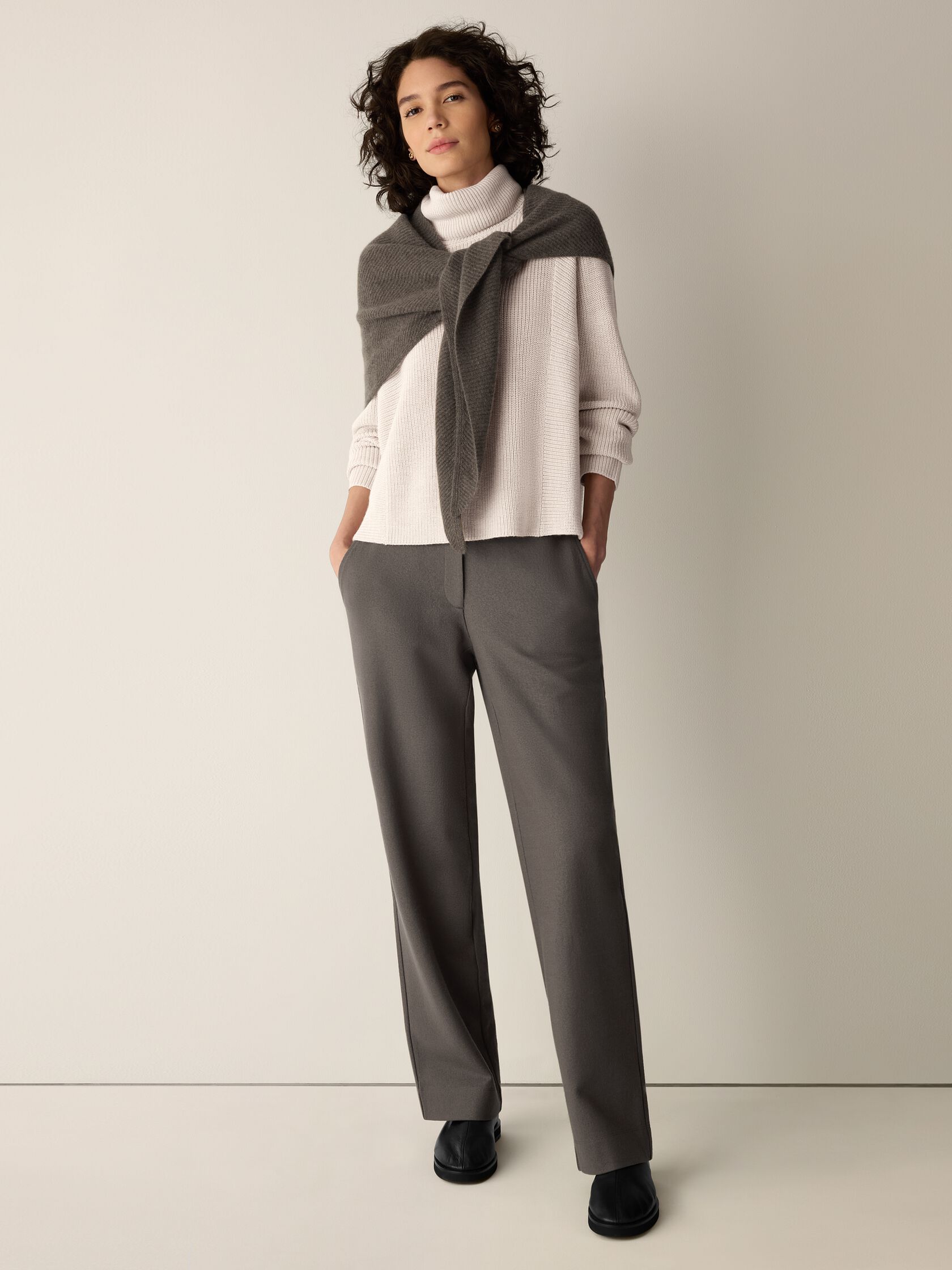 Italian Merino Turtleneck Top in Regenerative Wool