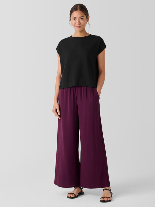 Silk Georgette Crepe Wide-Leg Pant