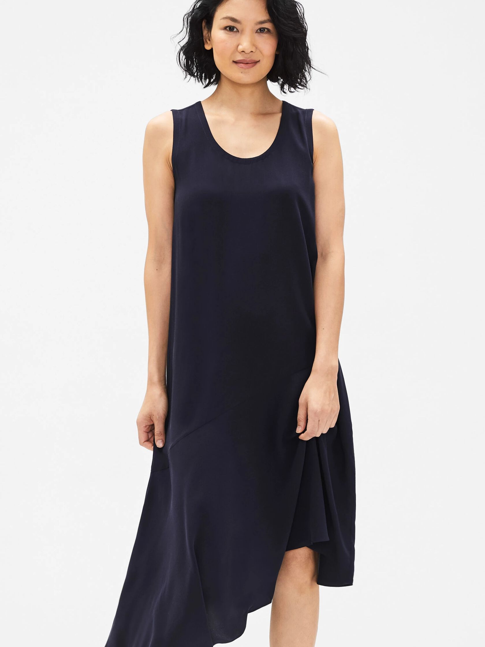 Silk Crepe Asymmetrical Dress EILEEN FISHER