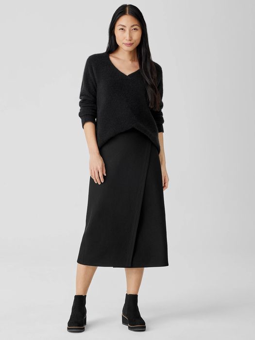 Boiled Wool Jersey Wrap Skirt