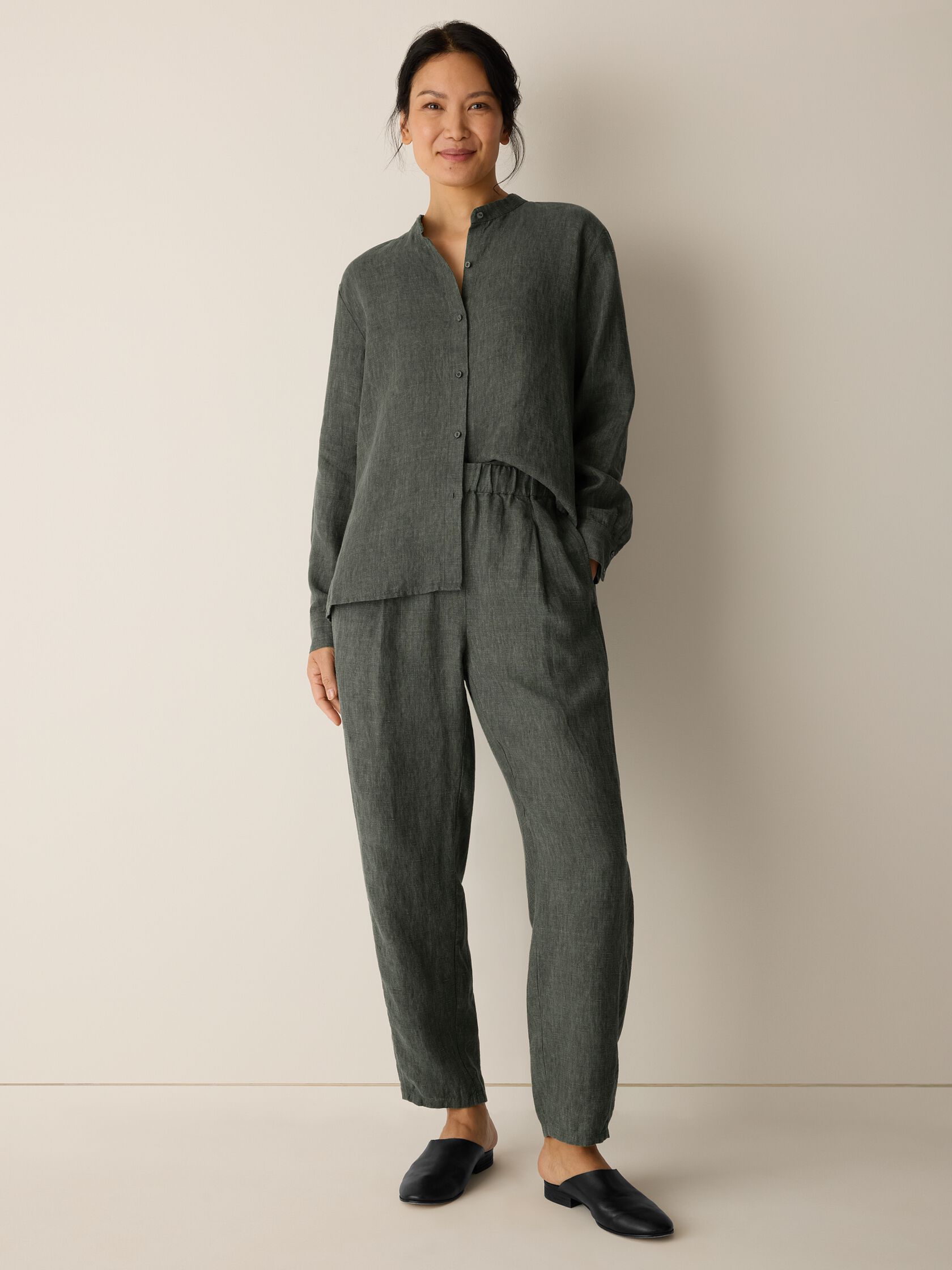 Washed Organic Linen Délavé Lantern Pant