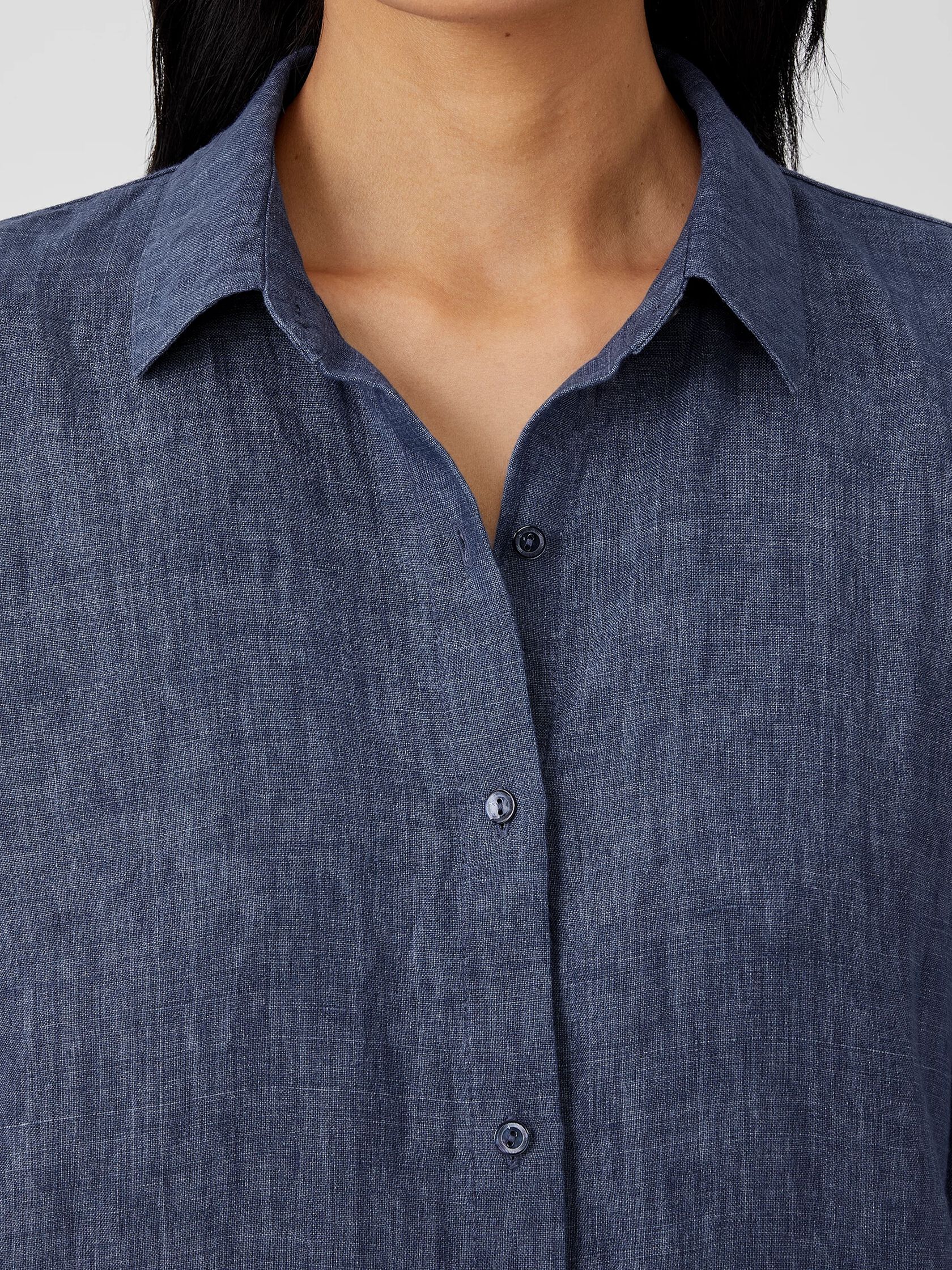Washed Organic Linen Delave Classic Collar Shirt