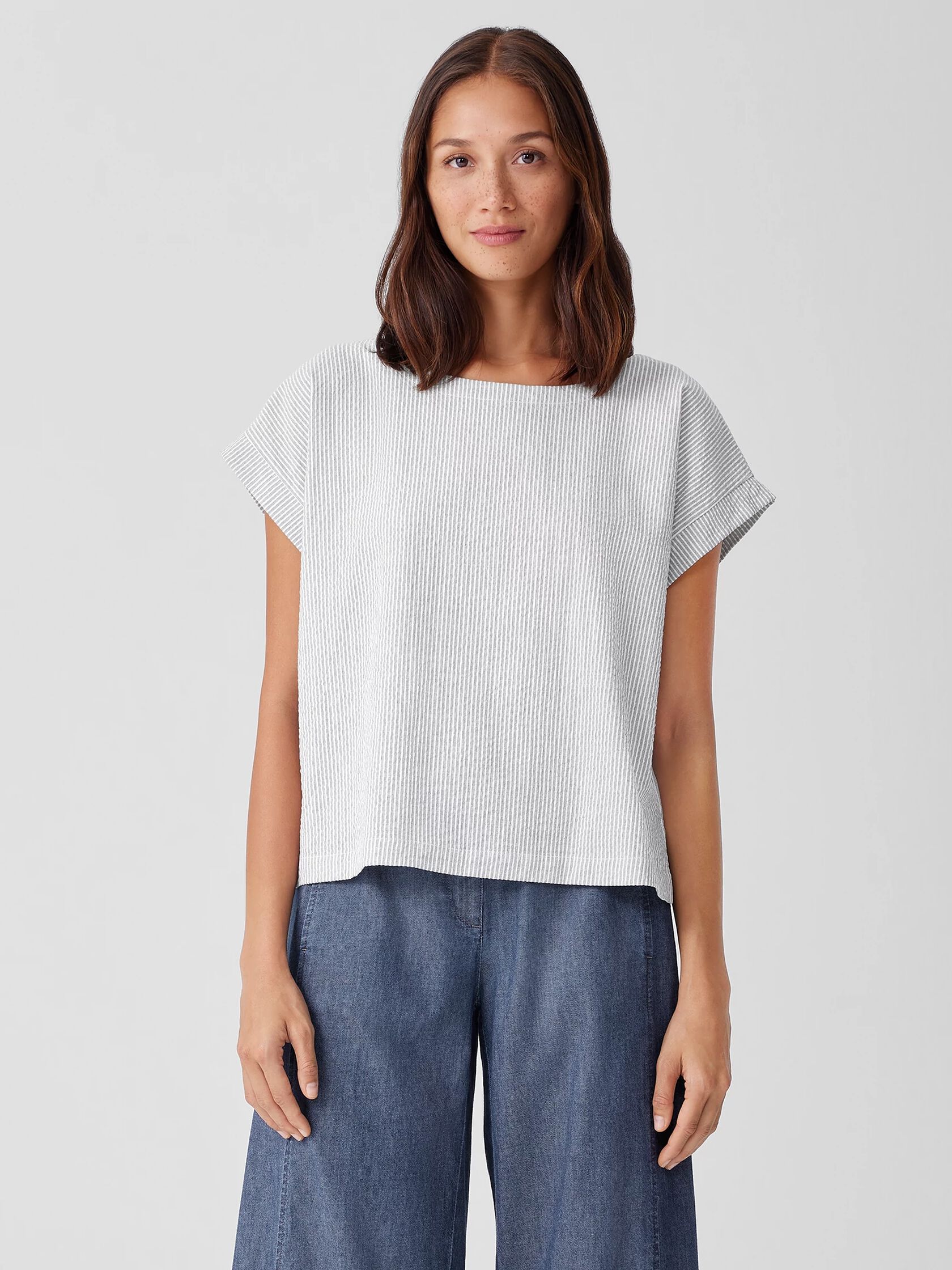 Organic Cotton Ripple Ballet Neck Top