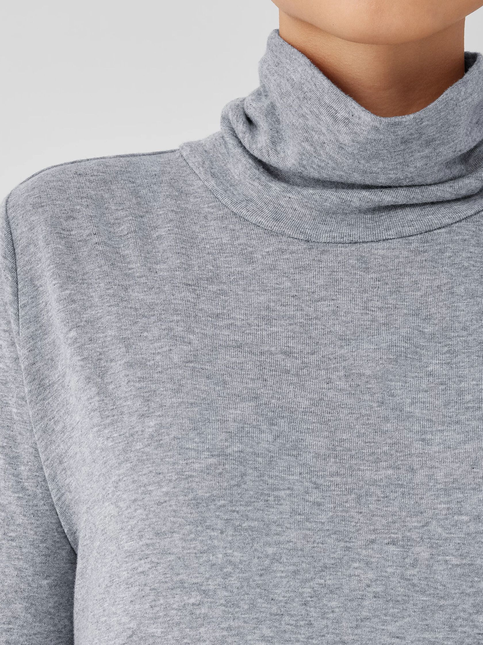 Ribbed Pima Cotton Blend Turtleneck Top