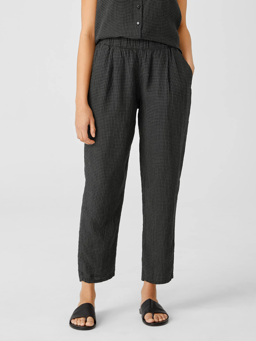 Puckered Organic Linen Tapered Pant