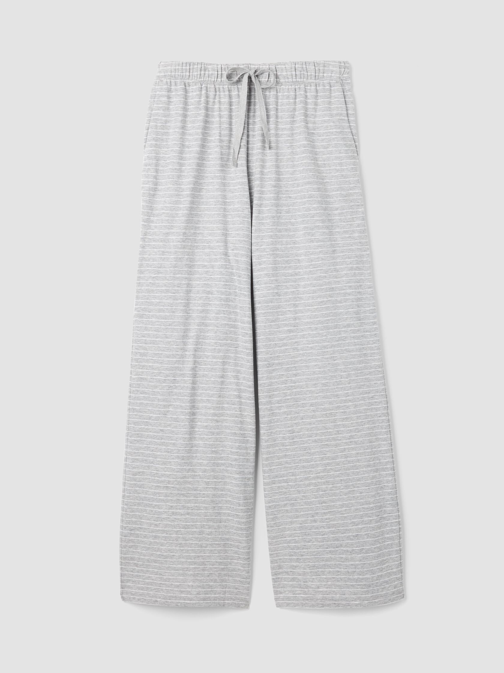 Striped Organic Cotton Jersey Wide-Leg Sleep Pant