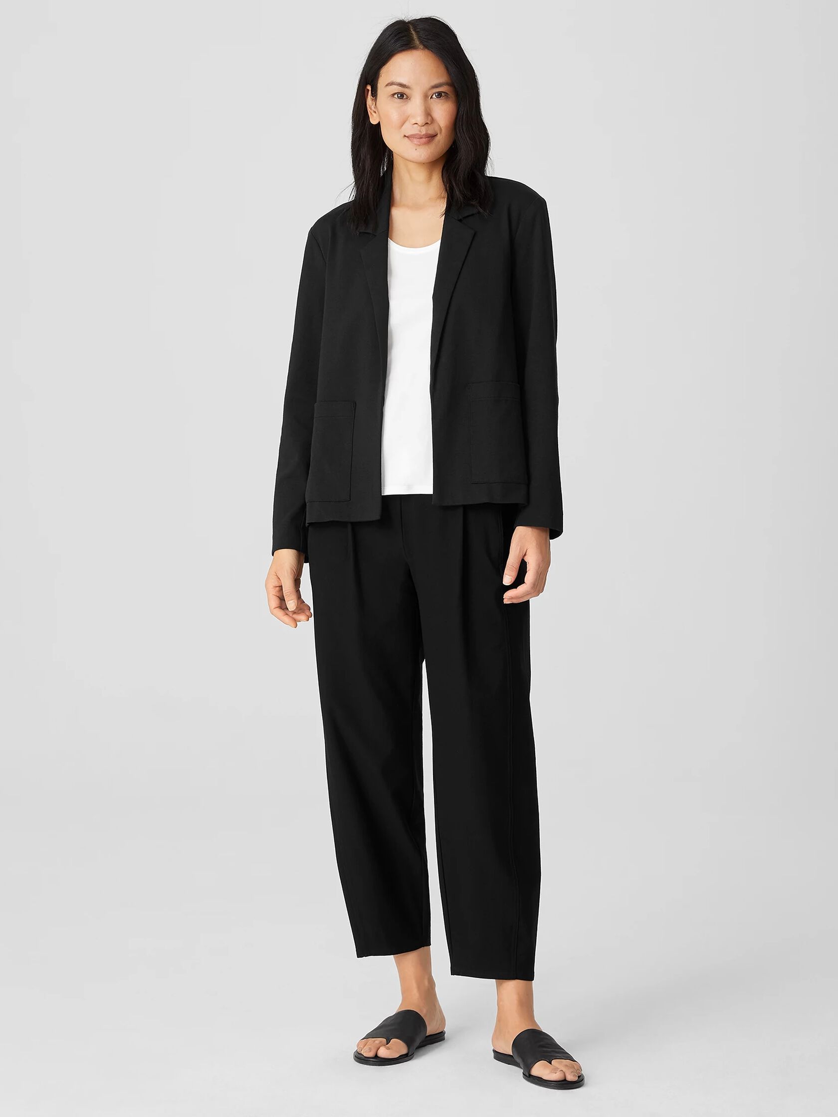 Washable Stretch Crepe Pleated Lantern Pant