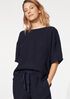 Puckered Organic Linen Jewel Neck Box-Top
