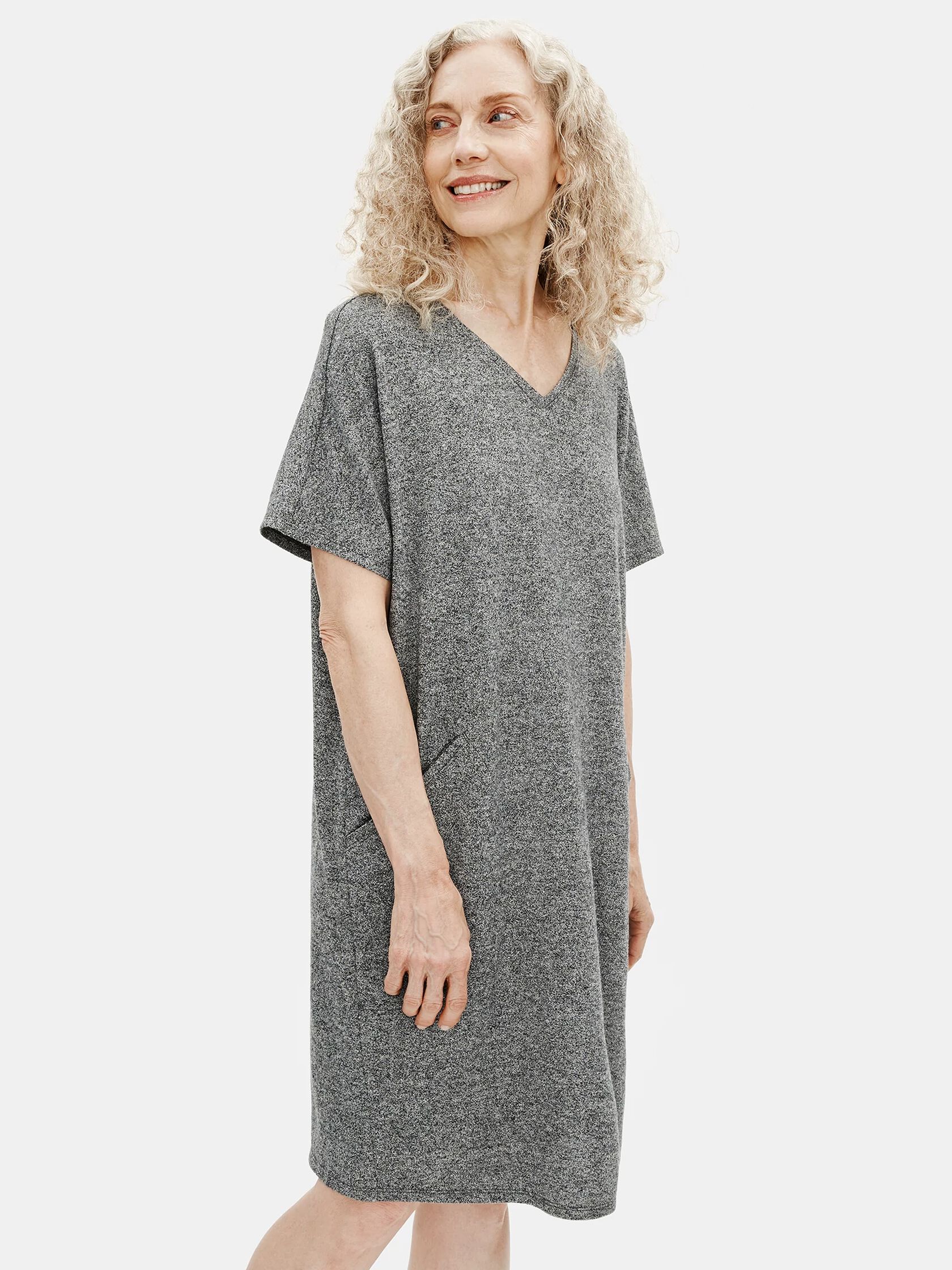 Organic Cotton Hemp Melange V-Neck Dress