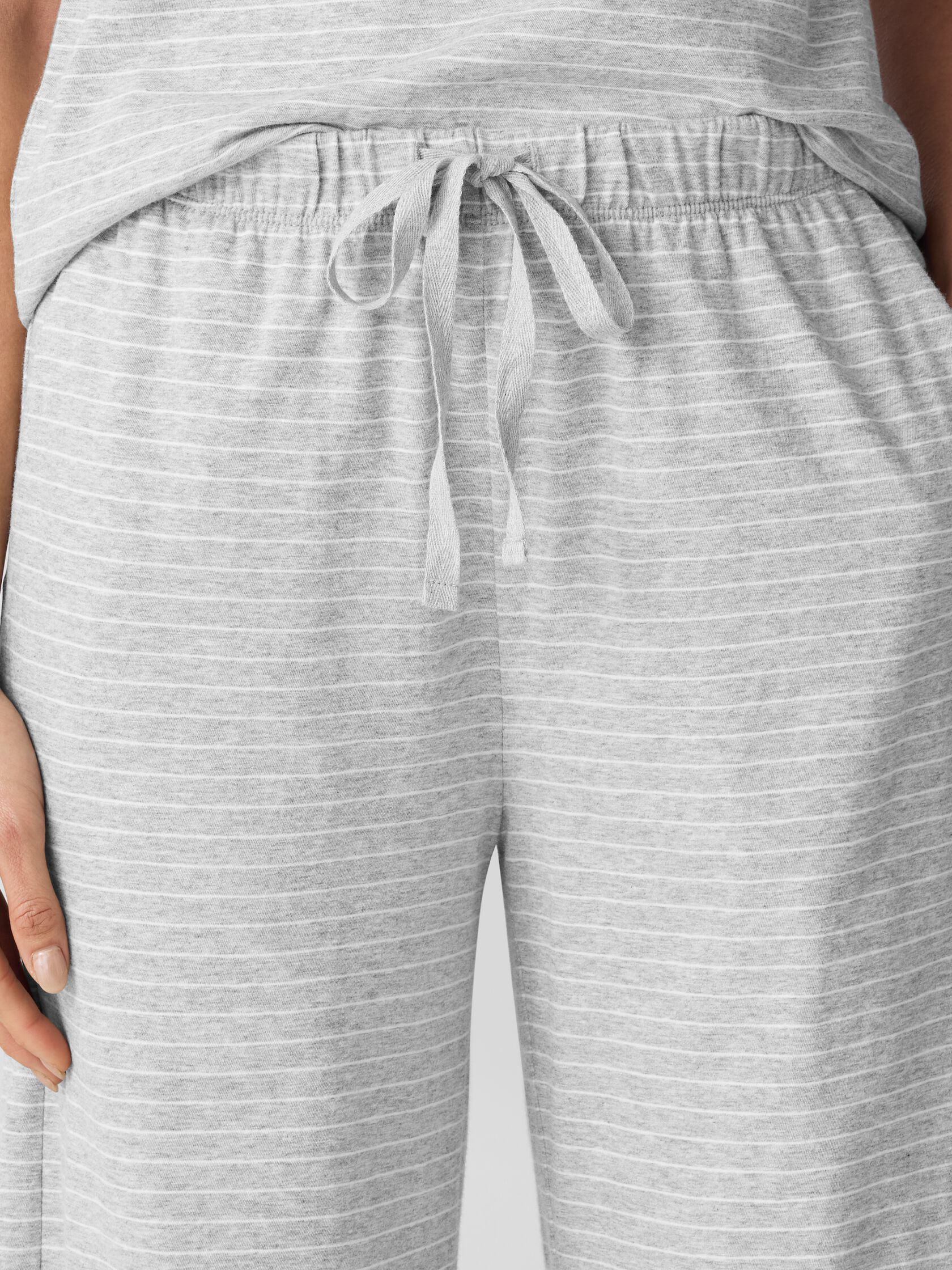 Striped Organic Cotton Jersey Wide-Leg Sleep Pant