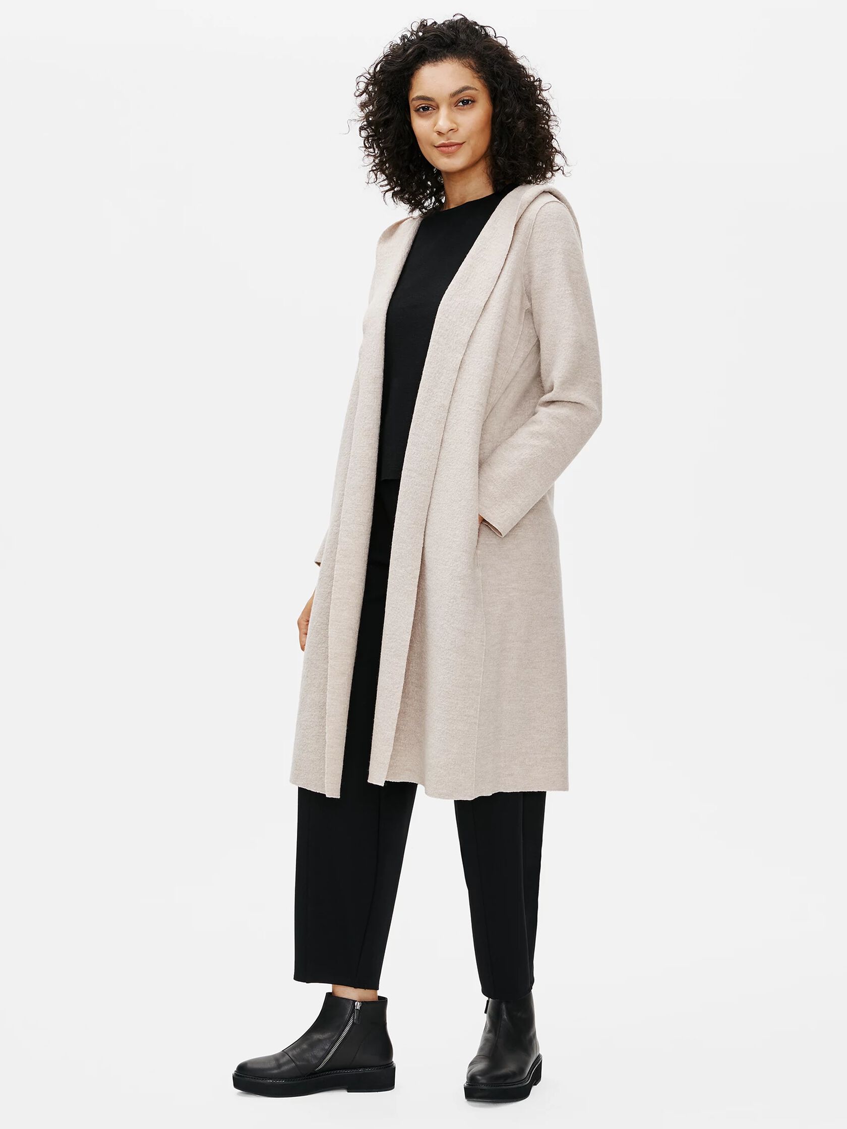 Lightweight Boiled Wool Hooded Jacket