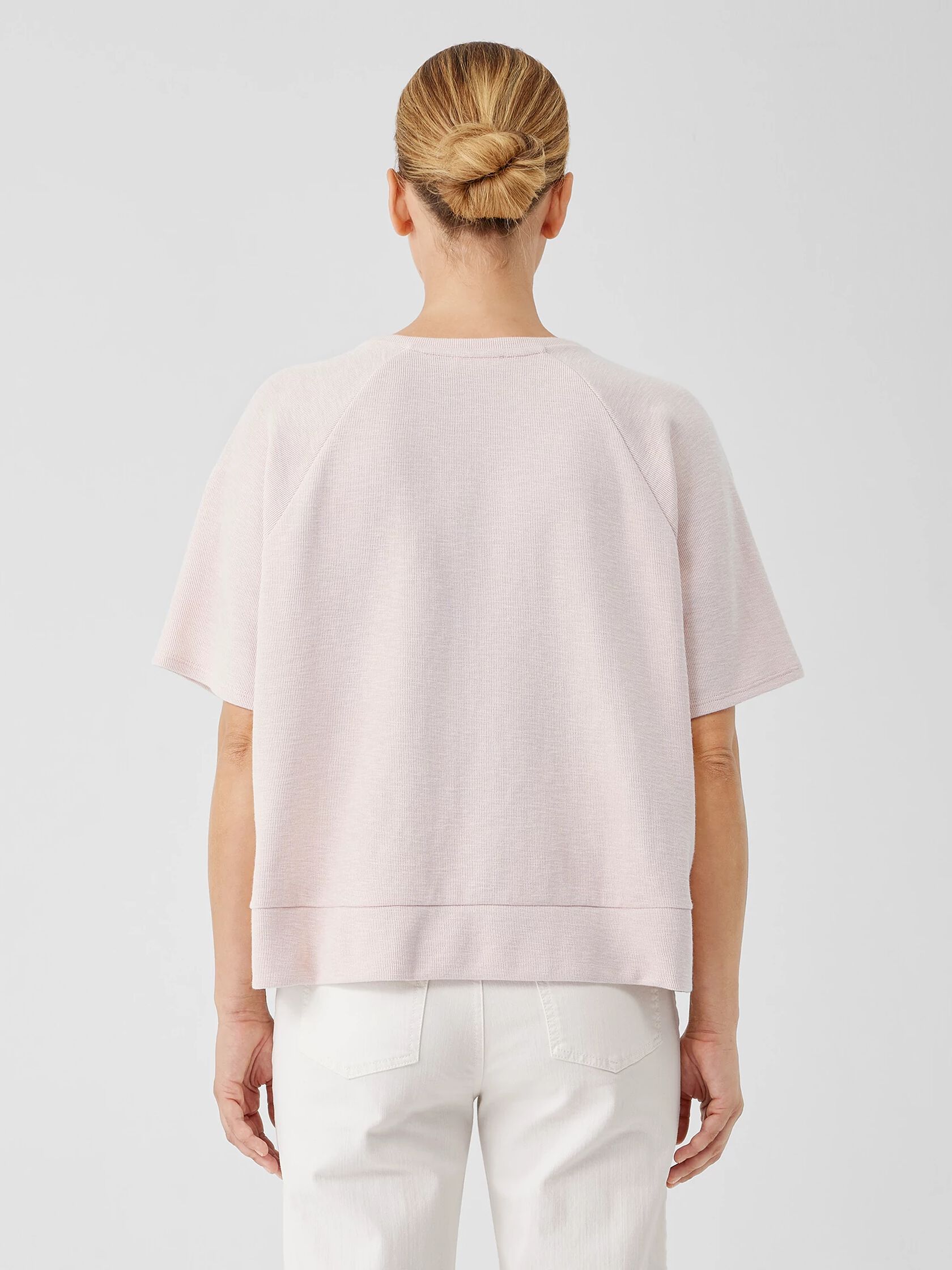Organic Cotton Slubby Rib Knit Elbow-Sleeve Top