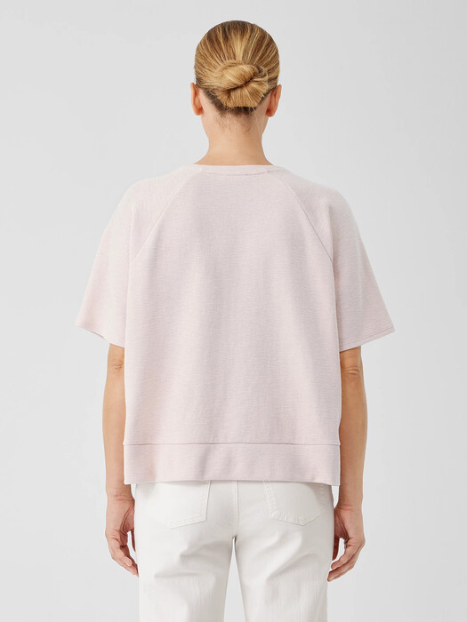 Organic Cotton Slubby Rib Knit Elbow-Sleeve Top