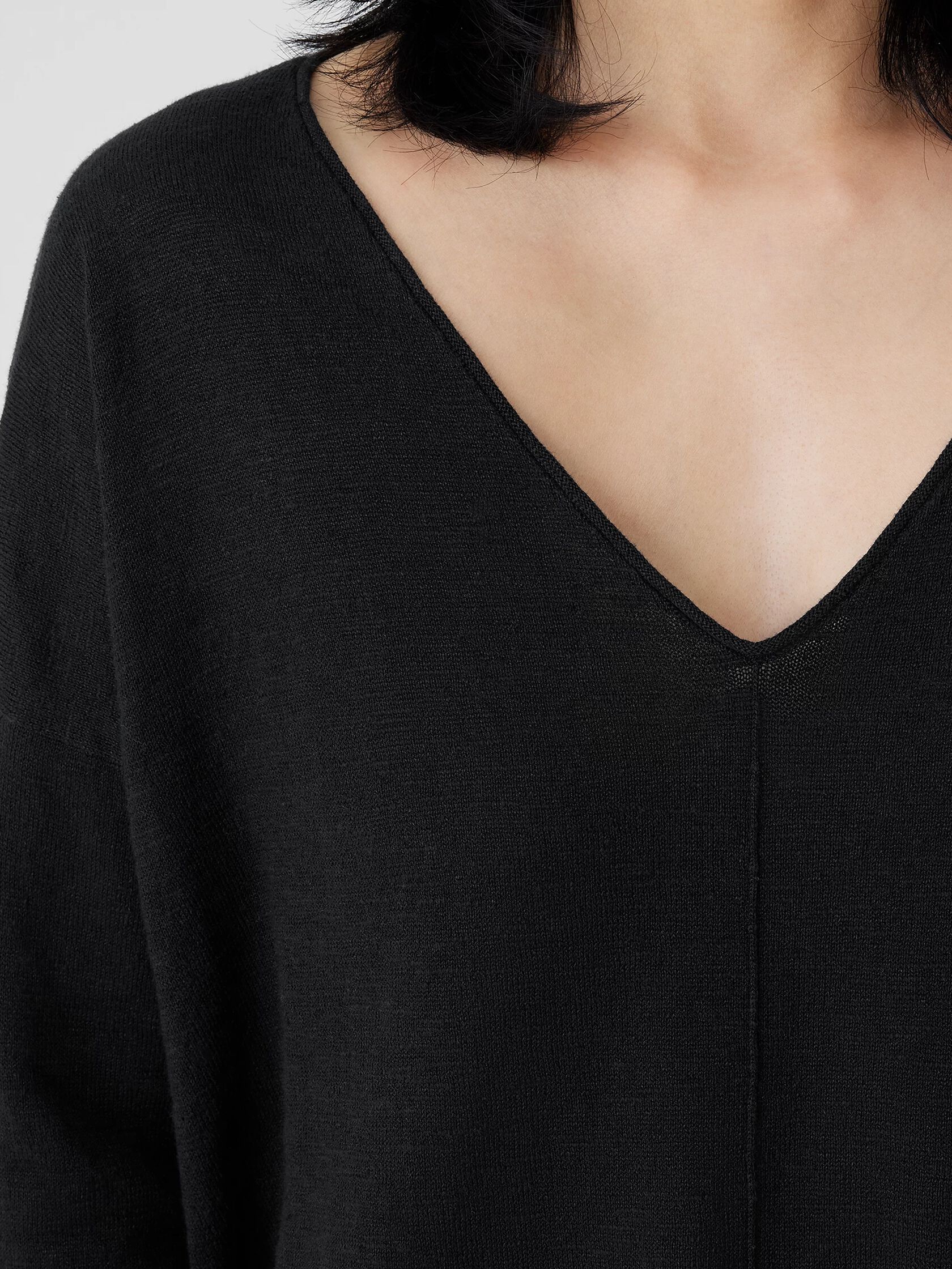 Organic Linen Cotton Slub V-Neck Top