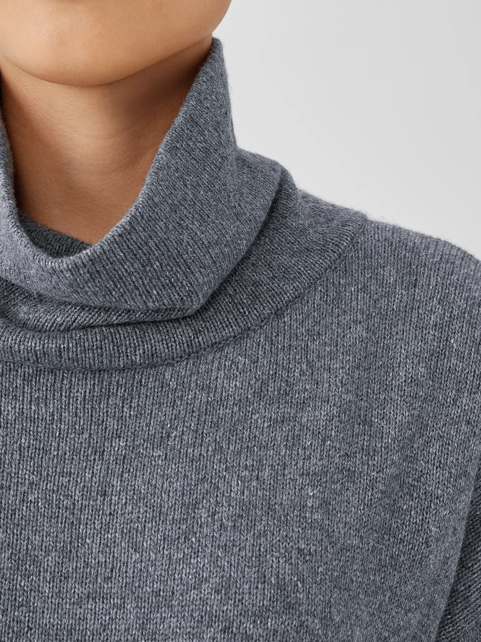 Cotton and Recycled Cashmere Turtleneck Long Top