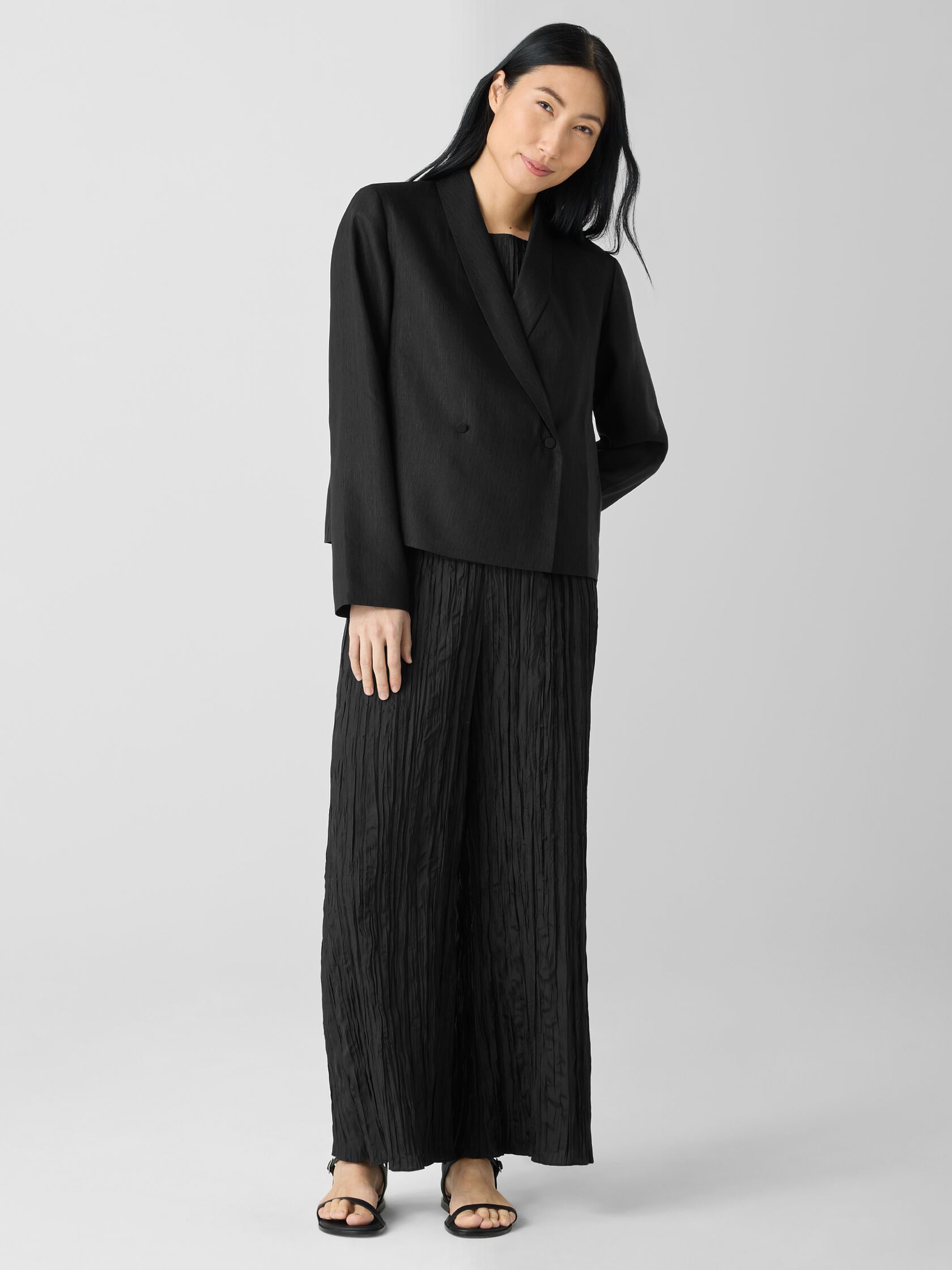Textured Silk Weave Shawl Collar Jacket