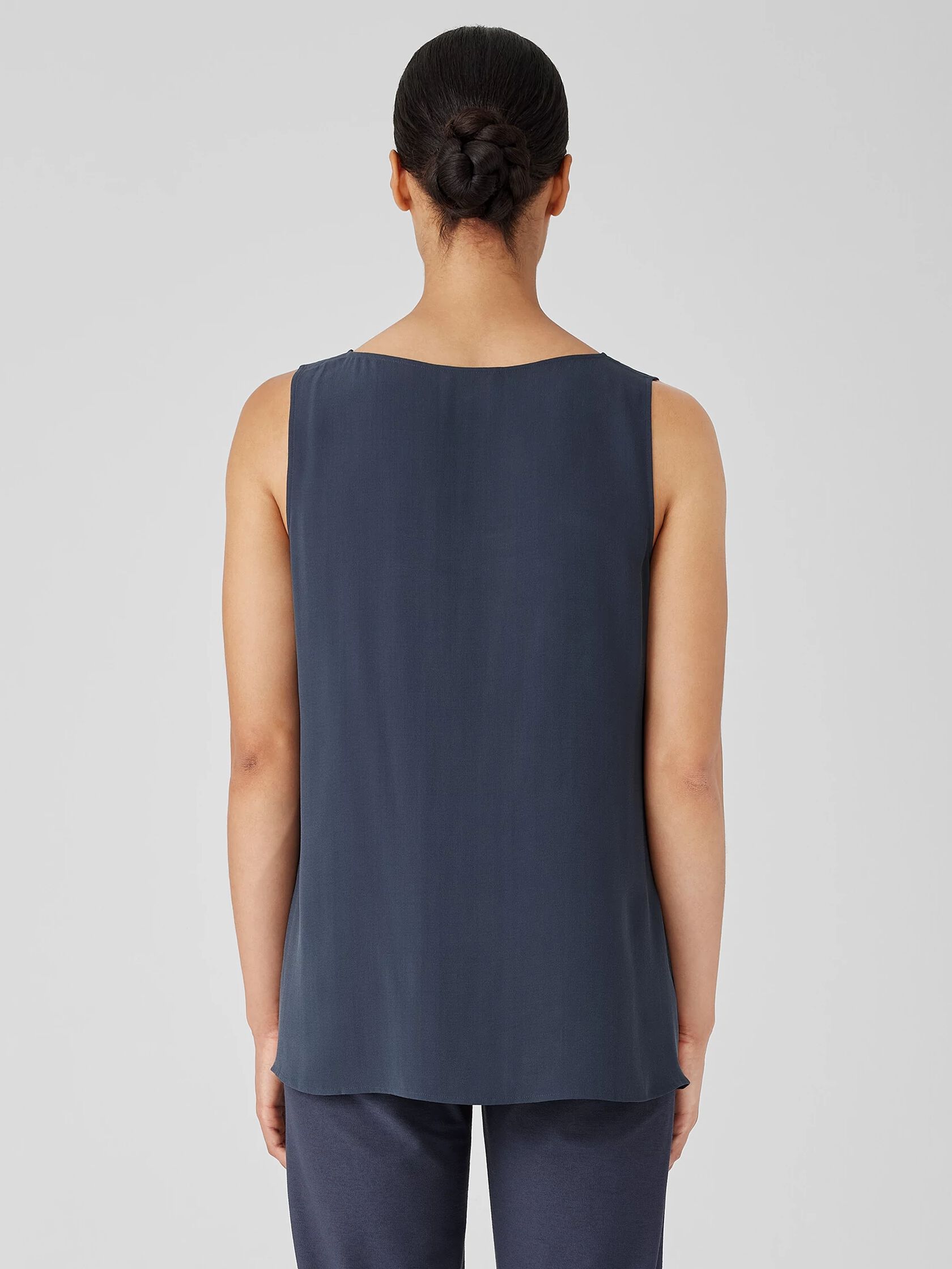 Silk Georgette Crepe Ballet Neck Tank