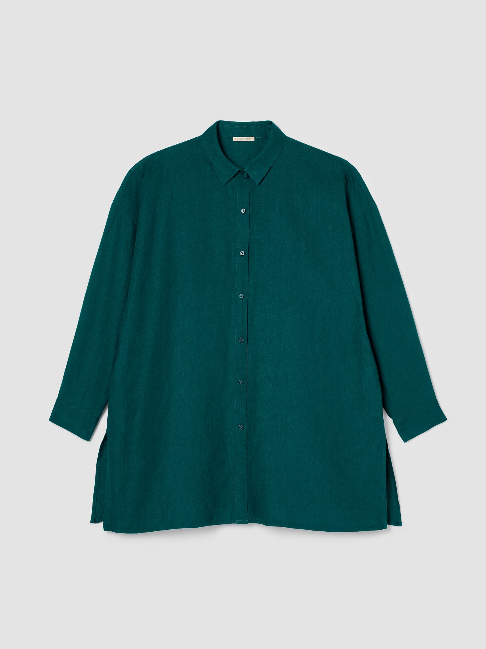 Organic Handkerchief Linen Classic Collar Long Shirt