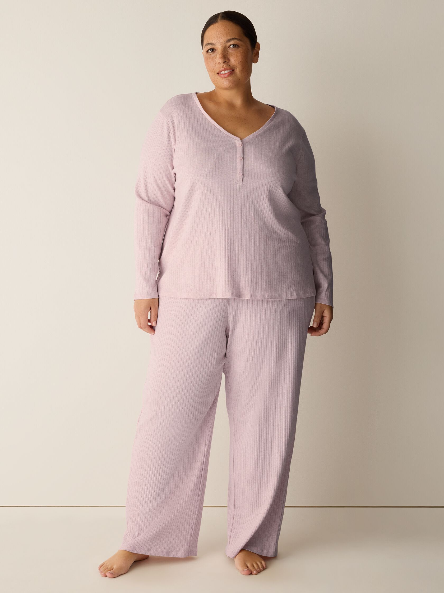 Organic Cotton Rib V-Neck Sleep Top