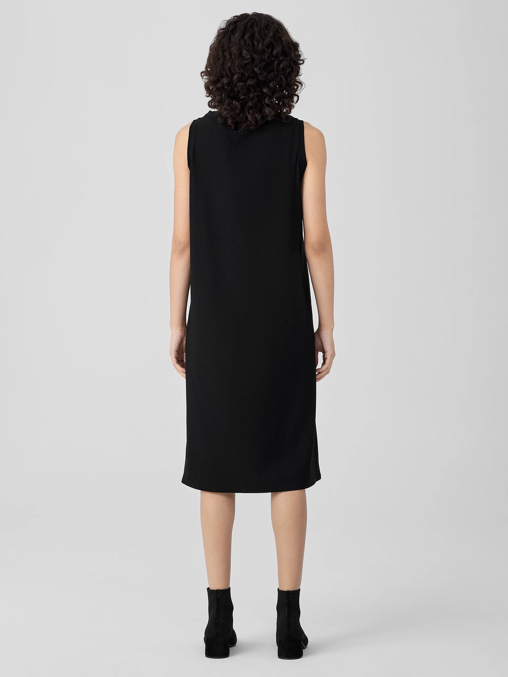 Washable Stretch Crepe Bateau Neck Dress