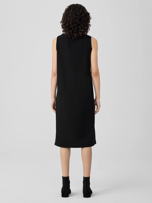 Washable Stretch Crepe Bateau Neck Dress