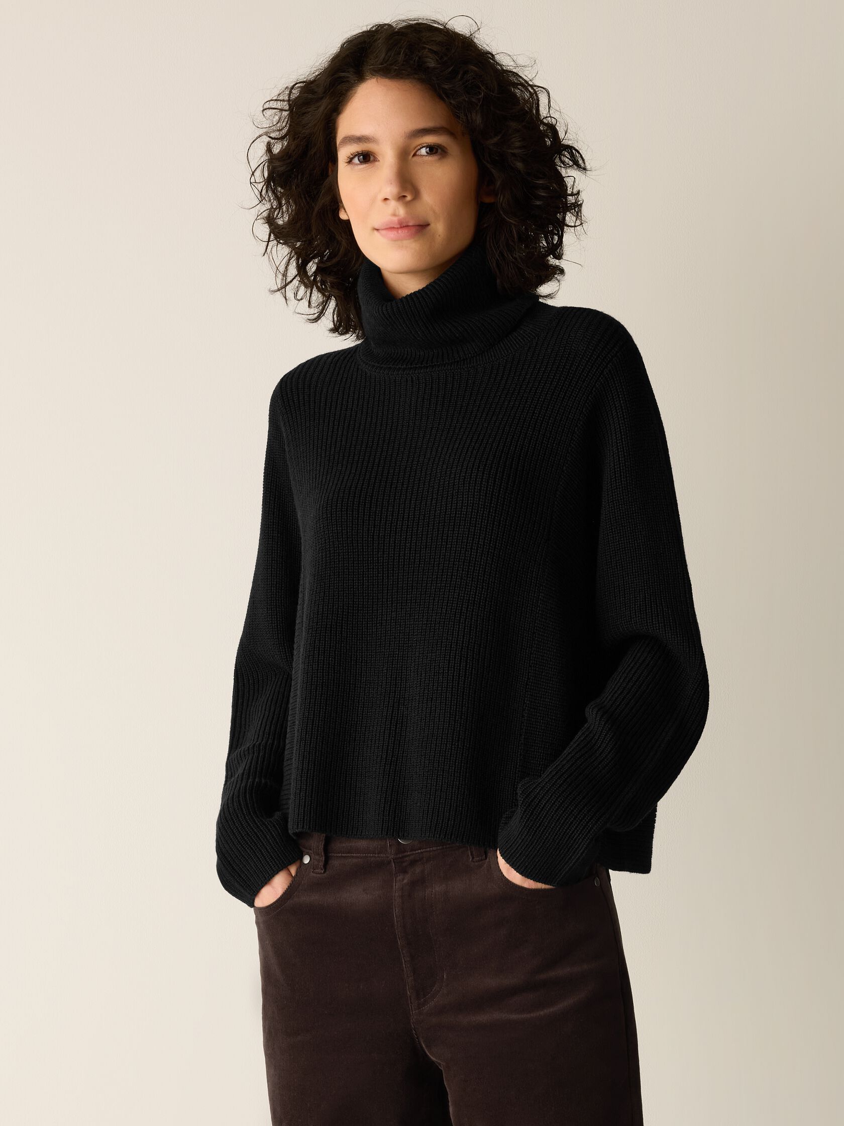 Italian Merino Turtleneck Top in Regenerative Wool