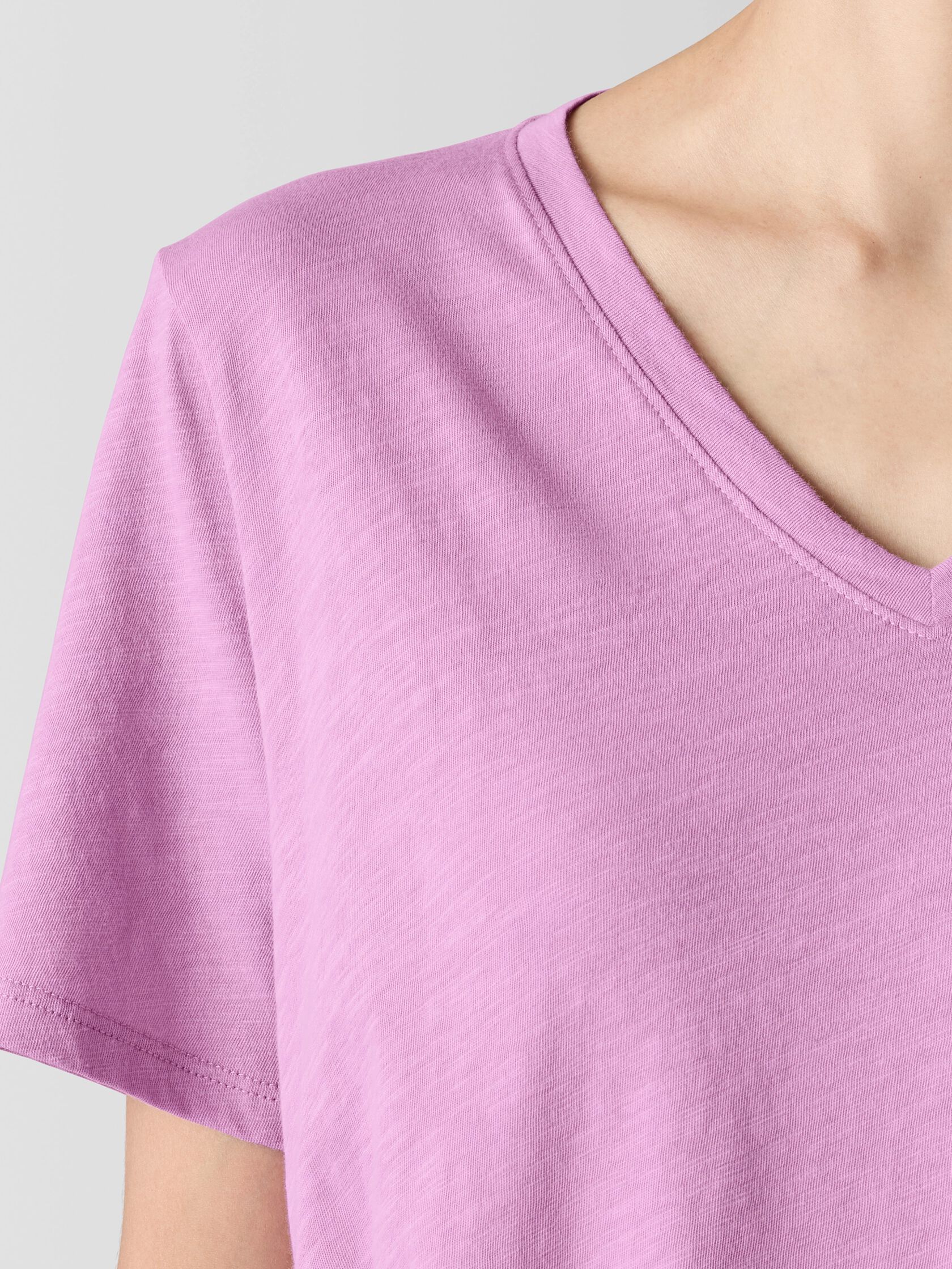Organic Cotton Slubby Jersey V-Neck Tee