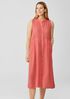 Puckered Organic Linen Pleated Dress