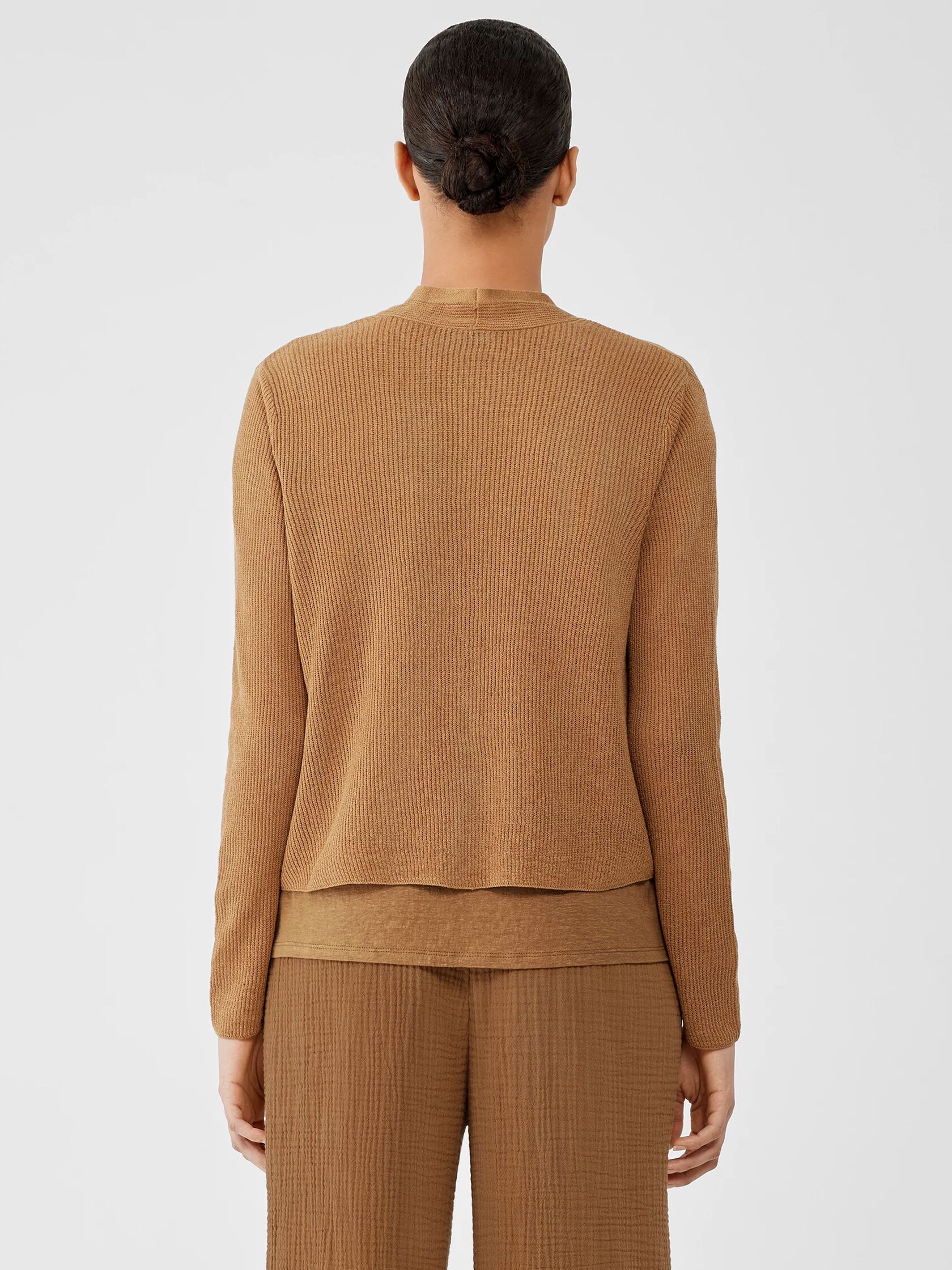 Organic Linen Cotton Tuck Cropped Cardigan