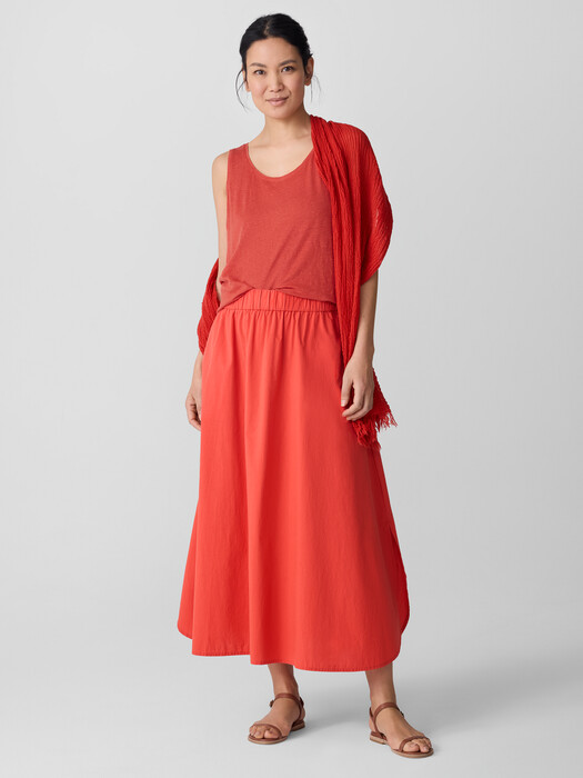 Washed Organic Cotton Poplin A-Line Skirt | EILEEN FISHER Washed Organic Cotton Poplin A-Line Skirt | EILEEN FISHER