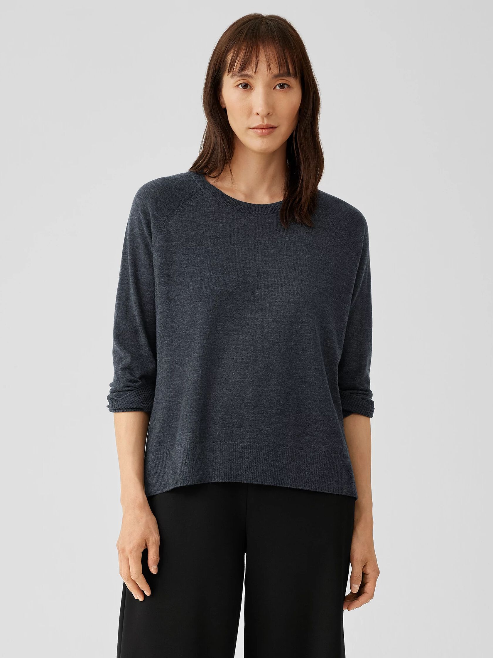 Fine Merino Jersey Crew Neck Top in Regenerative Wool