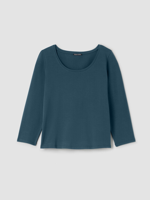 Stretch Jersey Knit Scoop Neck Top