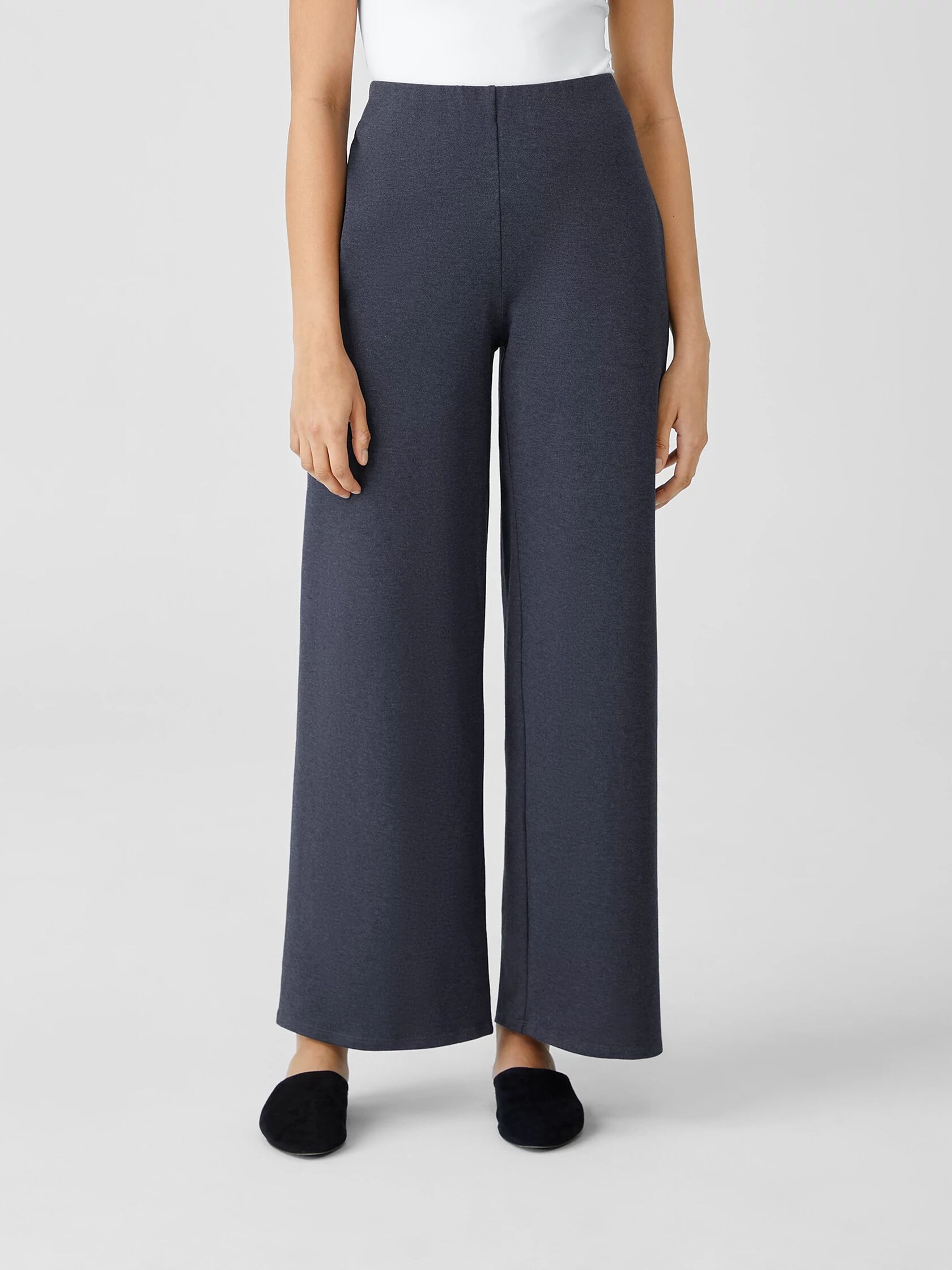Organic Cotton Melange Crepe Wide-Leg Pant