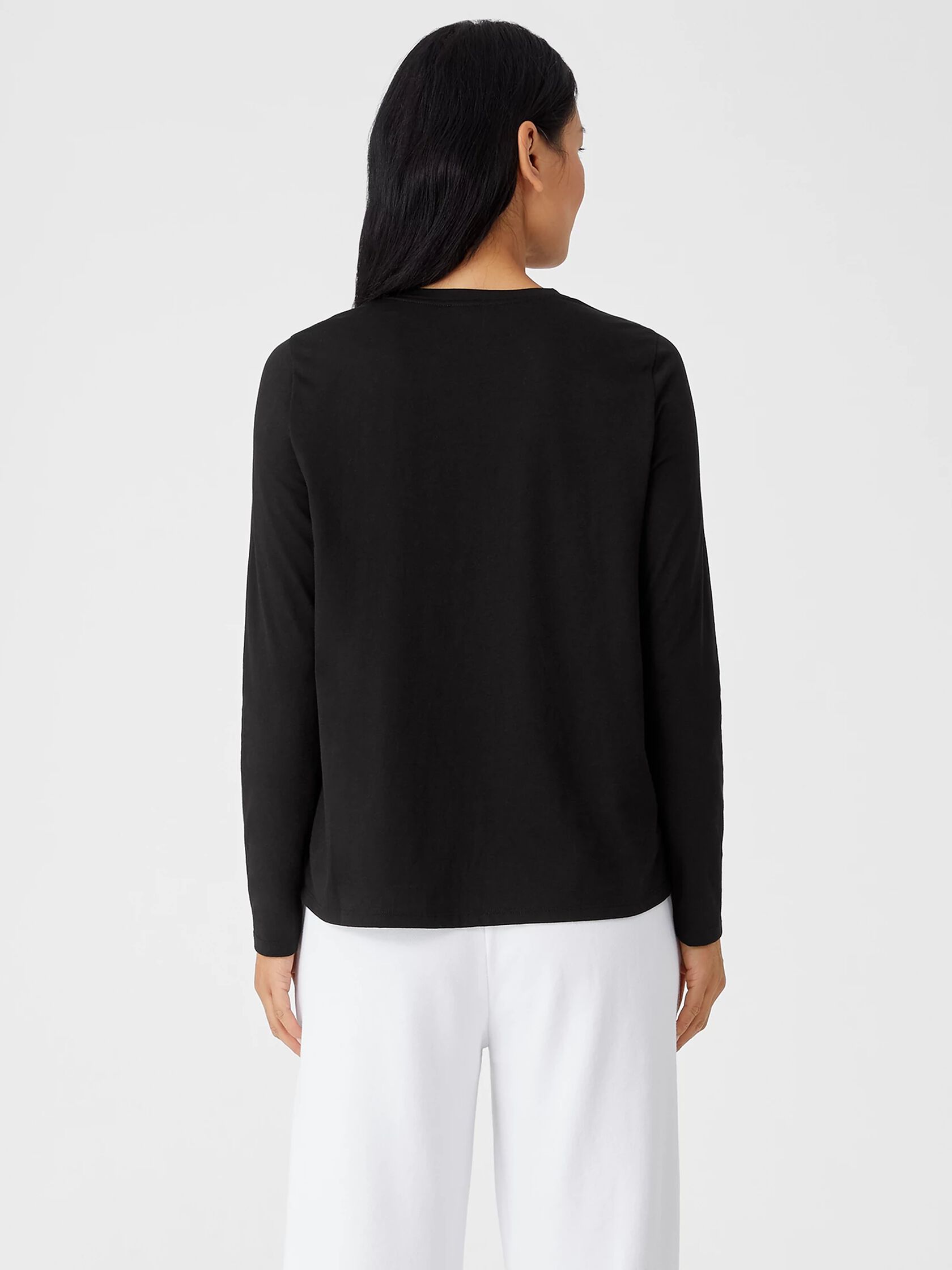 Organic Pima Cotton Jersey LongSleeve Tee EILEEN FISHER