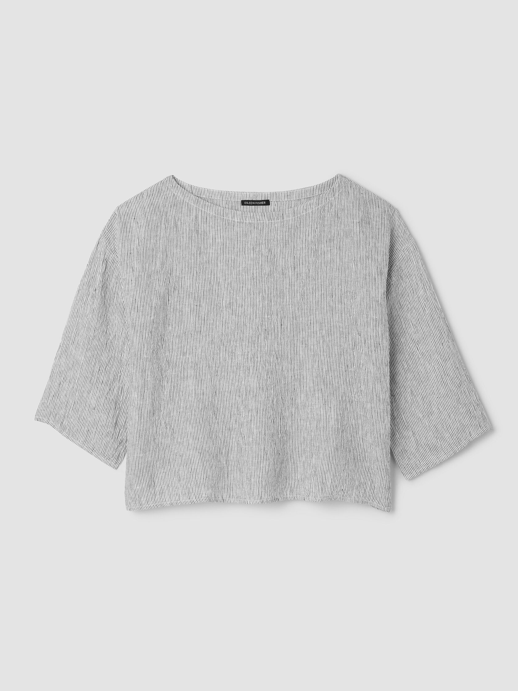 Puckered Organic Linen Stripe Box-Top