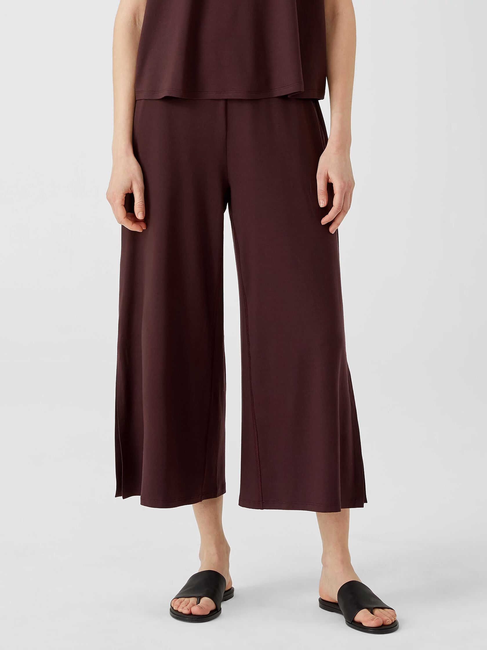 Fine Jersey Wide-Leg Pant with Slits